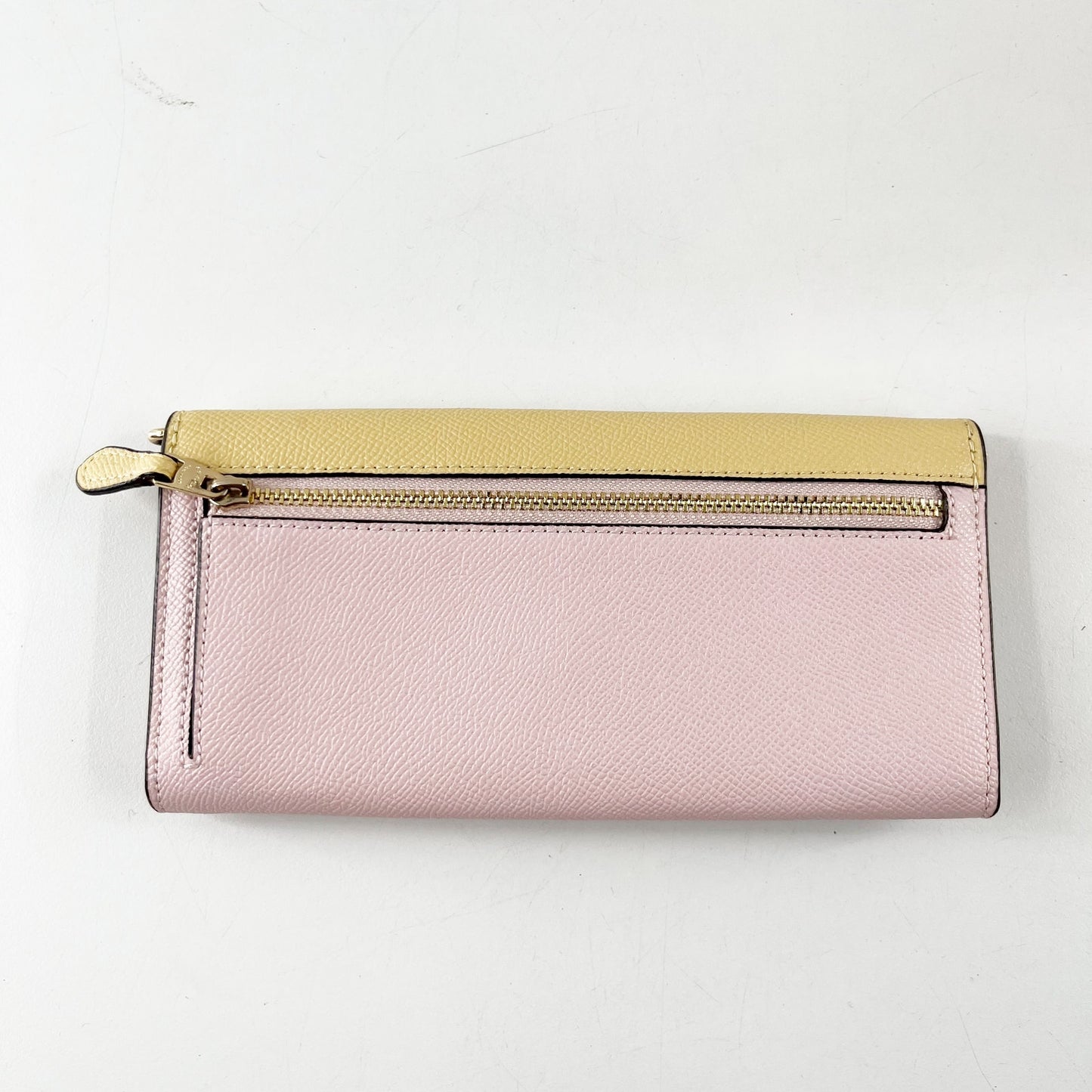 Coach Slim Envelope Wallet Colorblock Pink Green Yellow