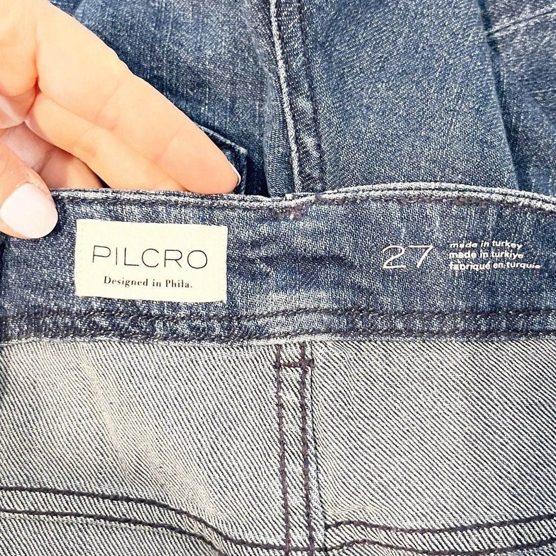 Pilcro Adi High Waisted Denim Tuxedo Stripe Trim Wide Leg Jeans Blue 27 / 4