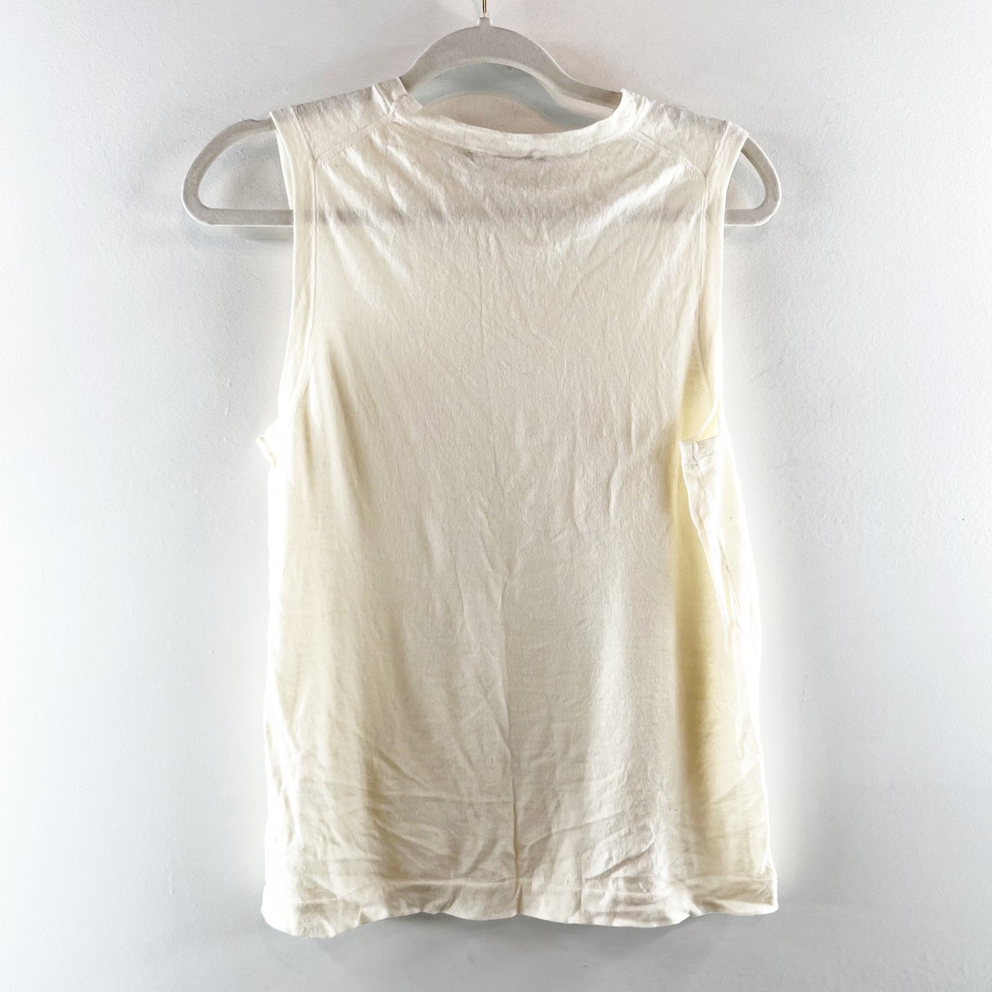 Jenni Kayne 100% Merino Wool Sleeveless Crew Neck Tank Top Cream Large