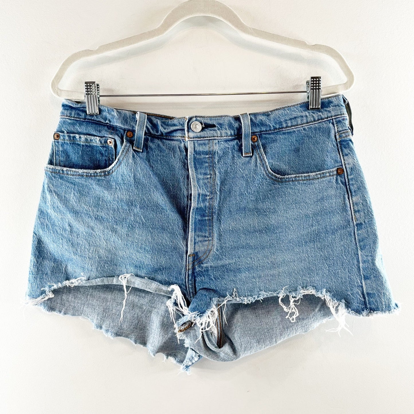 Levi's 501 Original High Rise Button Fly Cutoff Jeans Shorts Blue 16