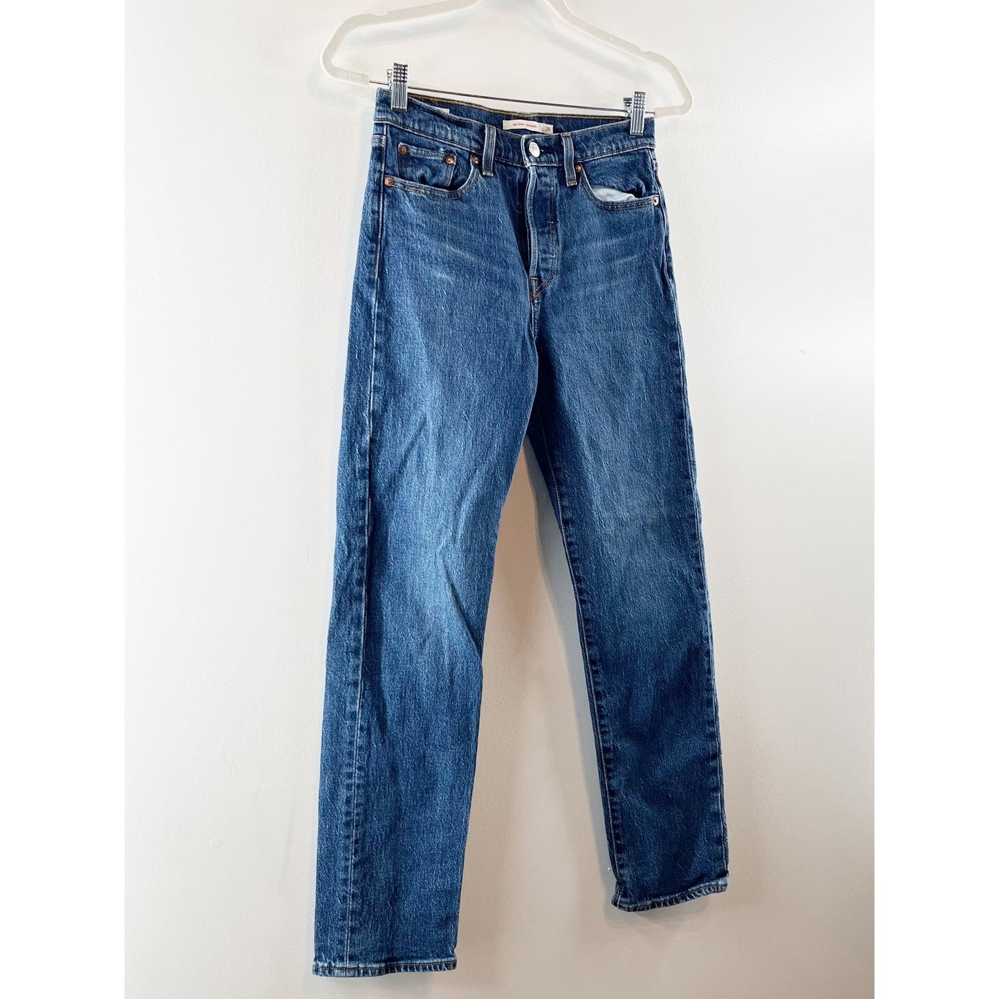 Levi's Wedgie Fit High Rise Straight Jeans Dark Wash Blue 26