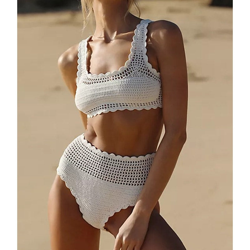 Beach Riot Andy Crochet Swim Top & Wyatt Crochet Bottom Set White L / XL