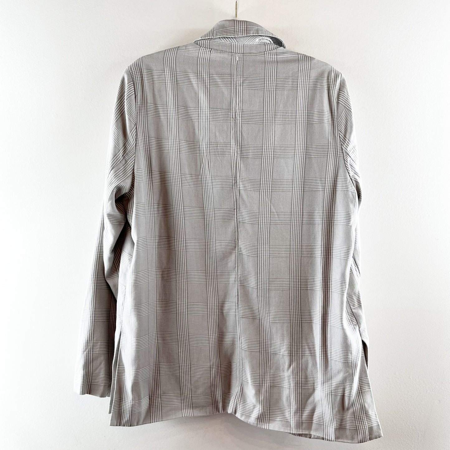 Abercrombie Long Sleeve Plaid Boyfriend Oversized Blazer Jacket Gray Large