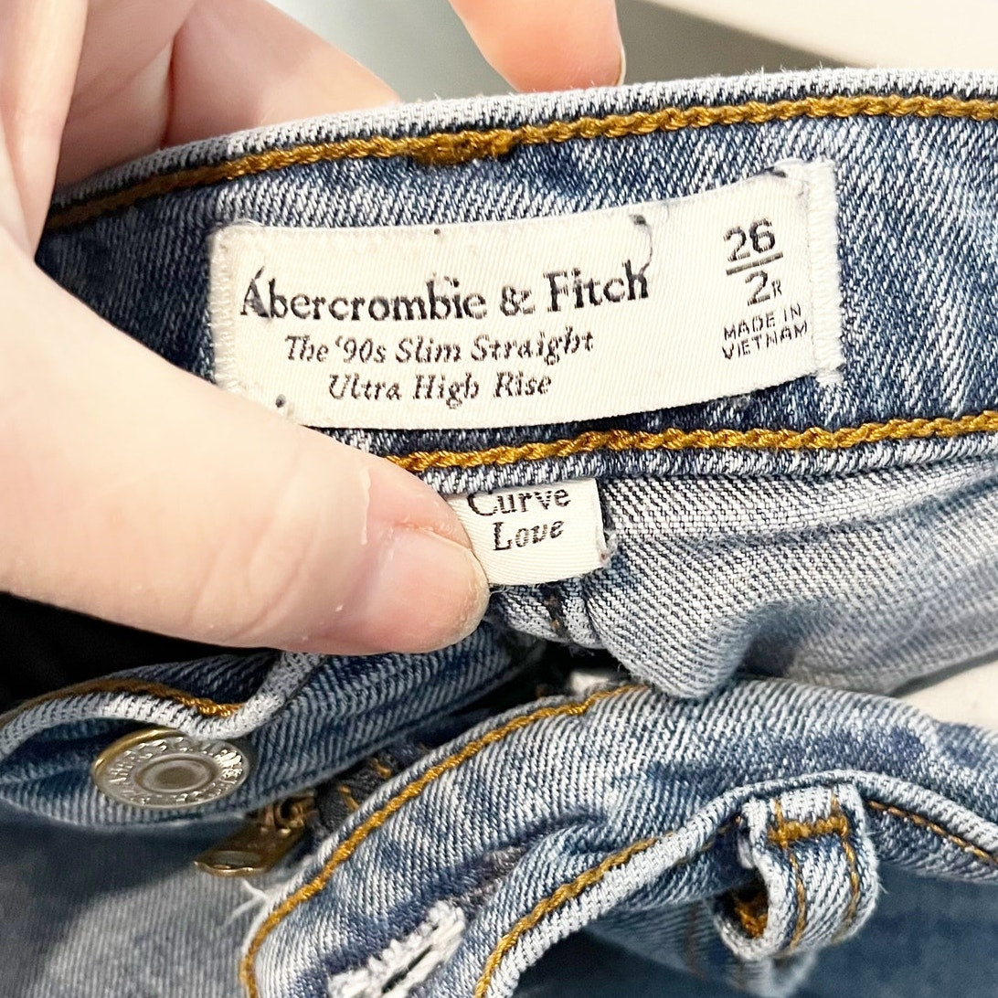 Abercrombie '90s Slim Straight Ultra High Rise Curve Love Jeans Blue 2 / 26