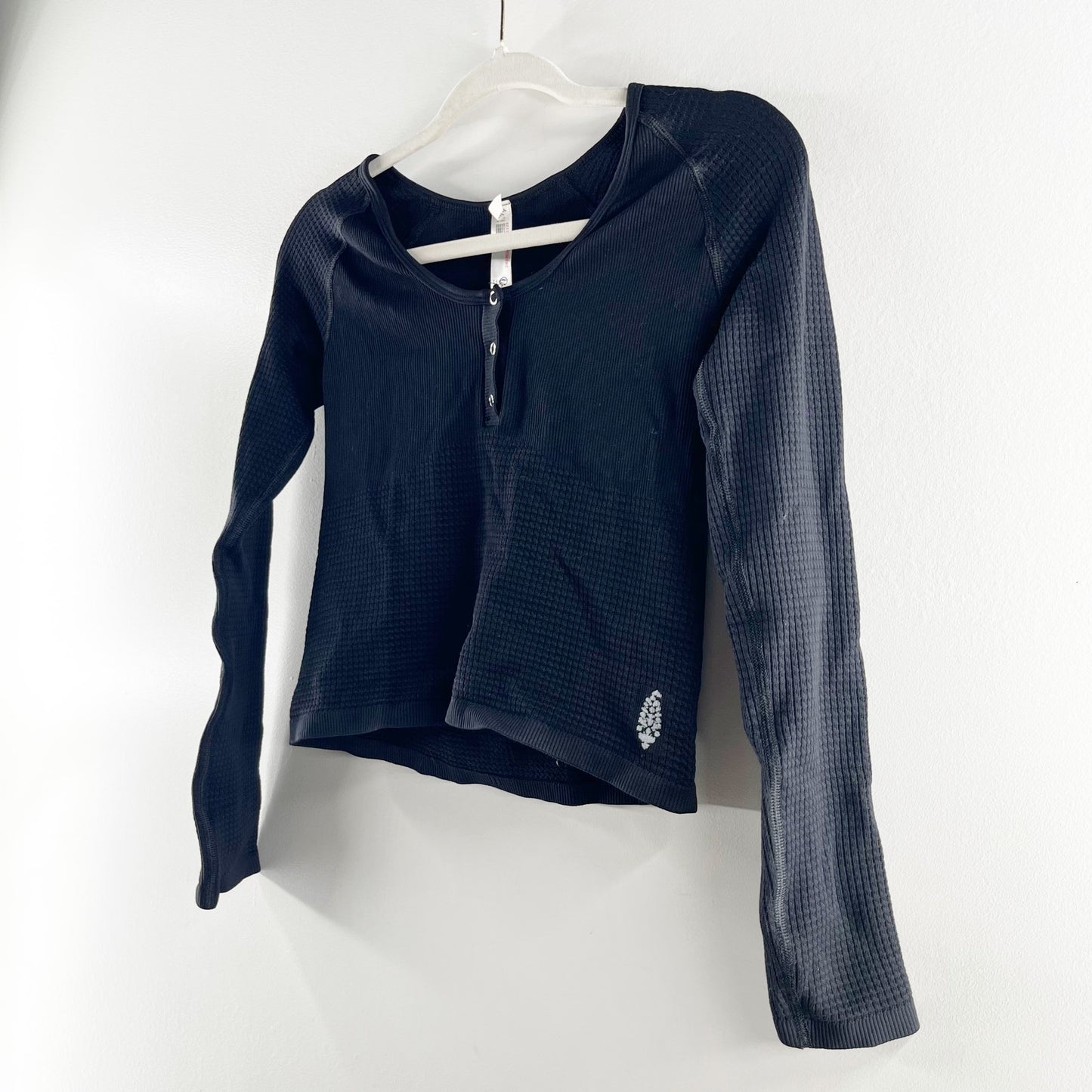 Free People Movement Bail Out Long Sleeve Cut-Out Back Top Black Medium Large
