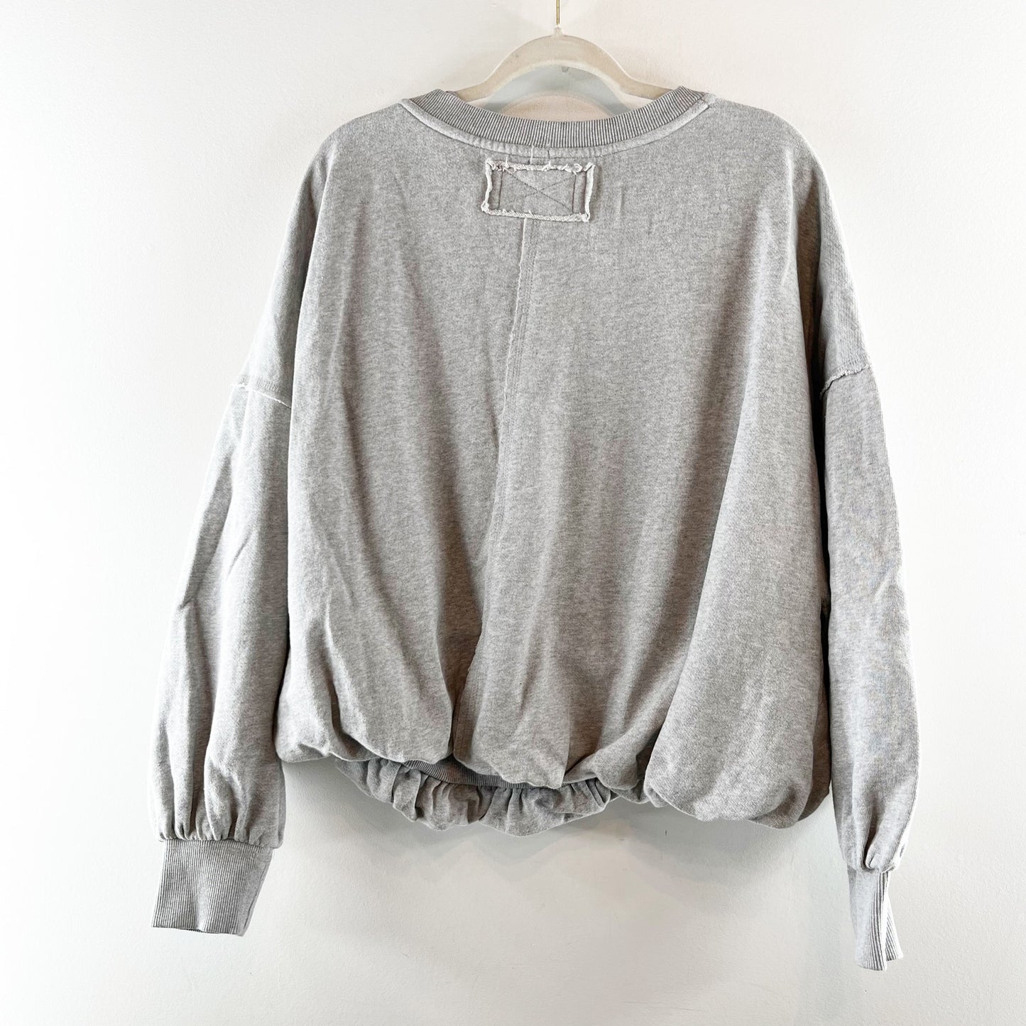 Free People Bubble Up Dropped Shoulder Oversized Pullover Sweatshirt Gray Medium