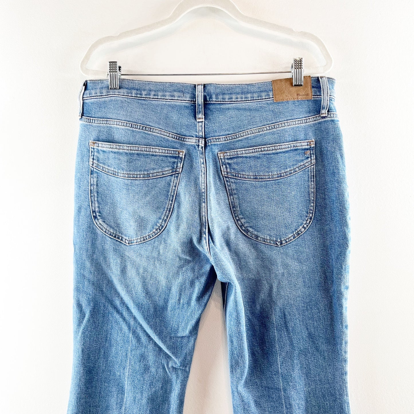 Madewell High Rise Flea Market Flare Jeans in Amaretto Wash Blue 32 / 14