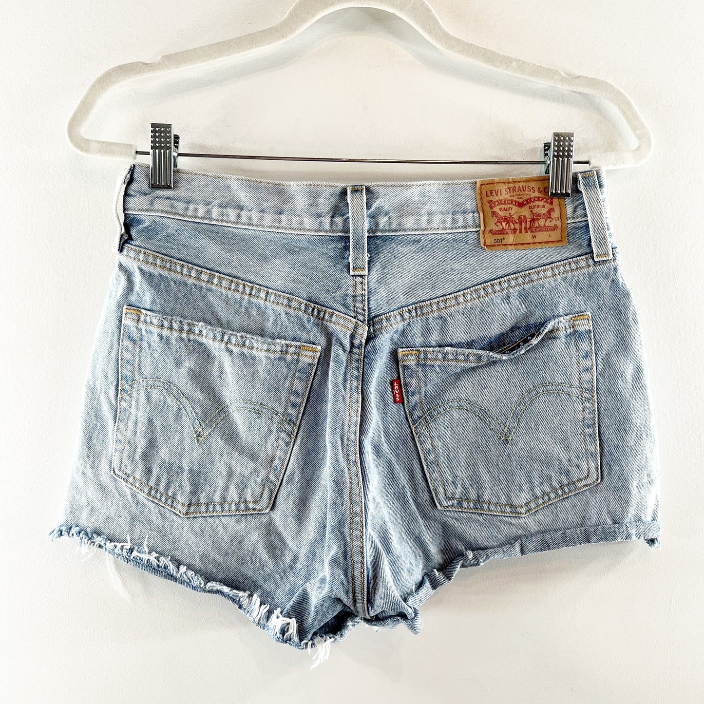 Levi's High Rise 501 Original Button Fly Jean Cutoff Shorts Blue 28 / 6