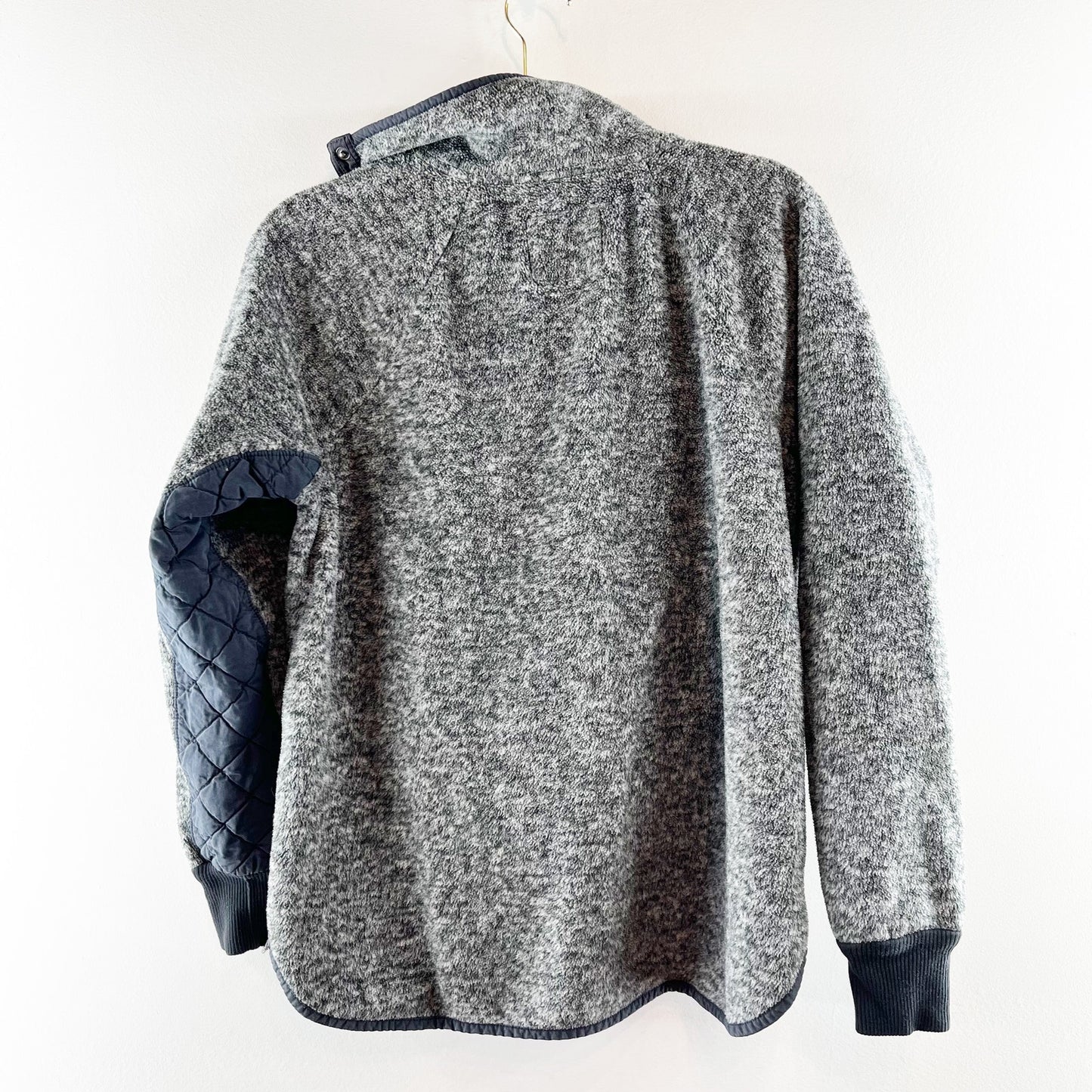 Abercrombie & Fitch Asymmetrical Snap Fleece Jacket Gray Navy Blue Medium