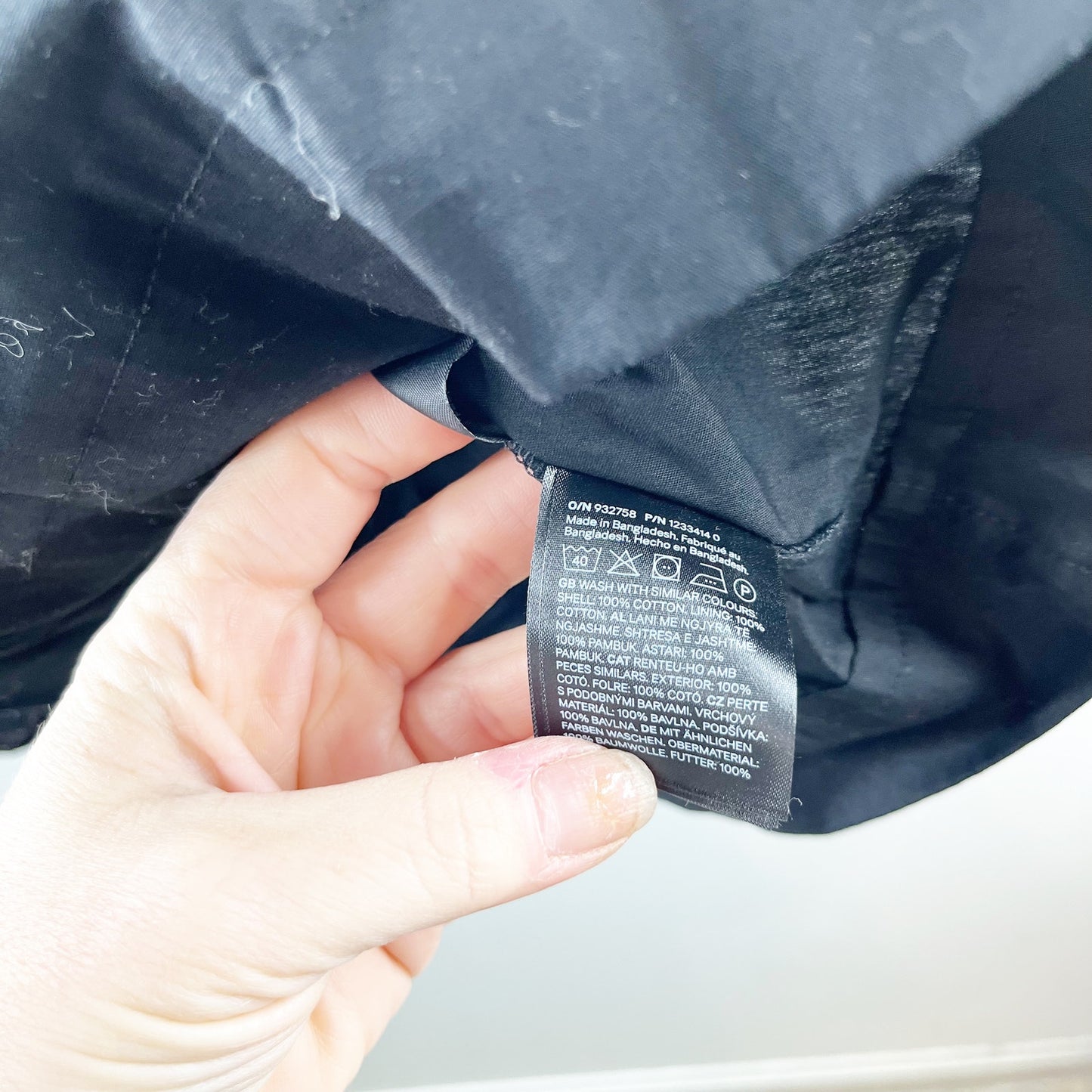 H&M Tie-Front Puff-Sleeved Mini Babydoll Poplin Dress Black XS