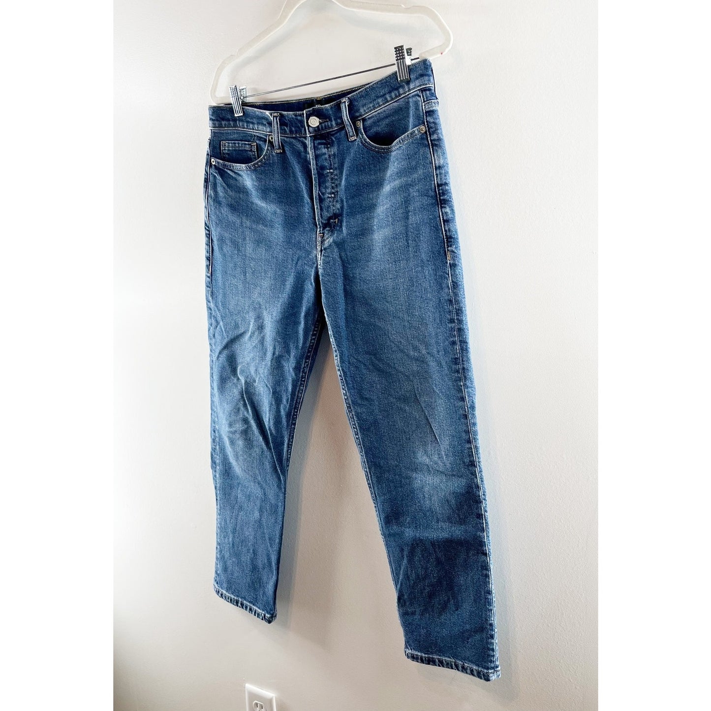 Banana Republic High Rise Button Fly Straight Leg Jeans Blue 30 Petite