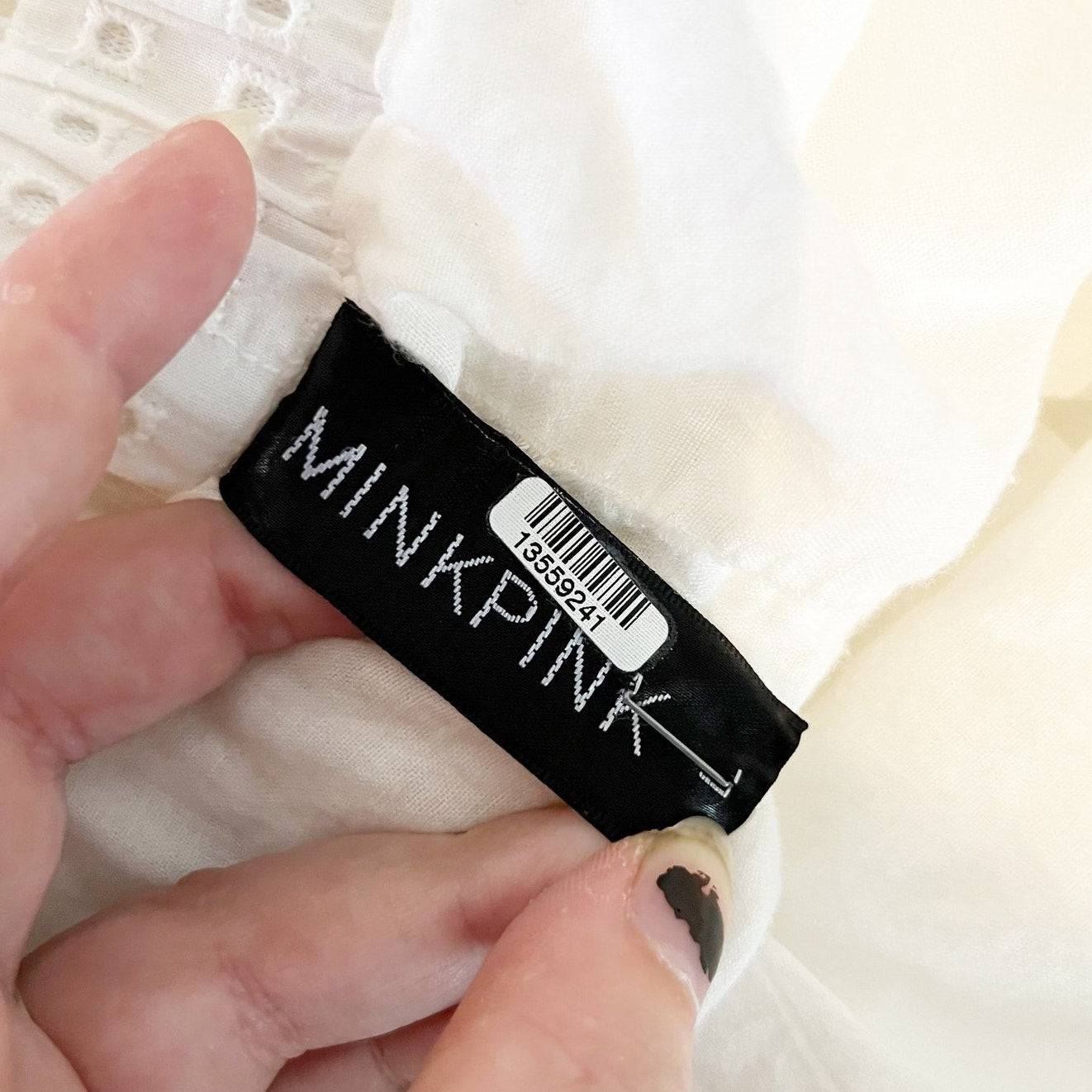 MINKPINK Celestial Eyelet Square Neck Crop Top & Flounce Short Set White M / L