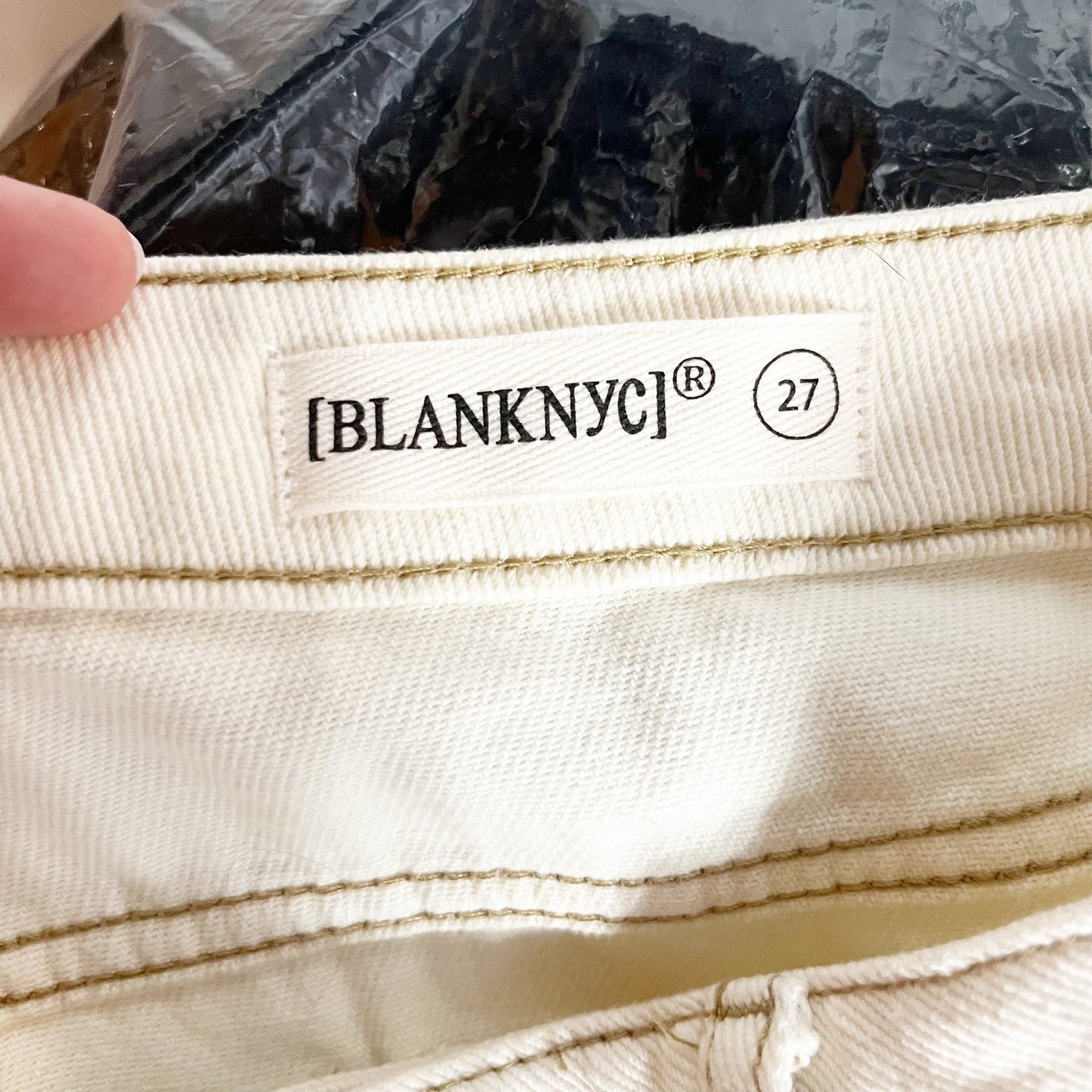 Blank NYC High Rise Cotton Denim Maxi Skirt Ecru Cream 27 / 4