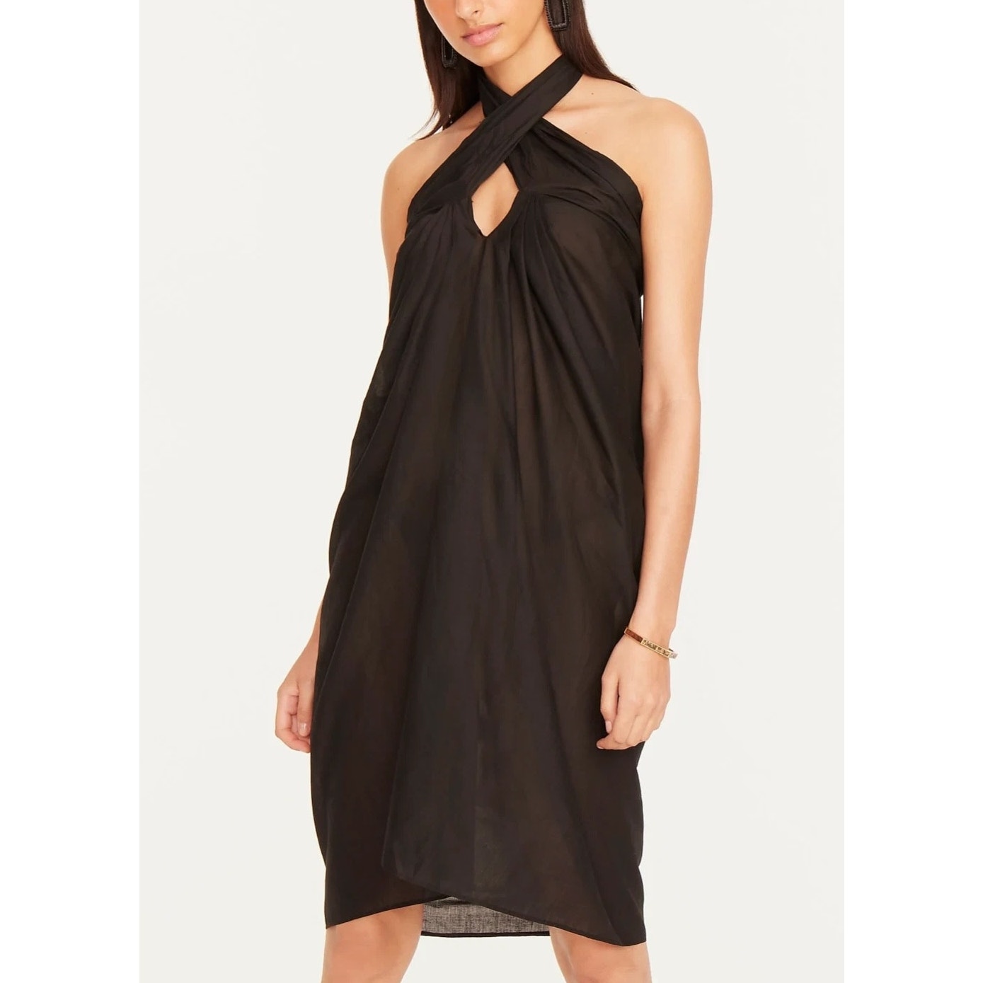 J. Crew Convertible Beach Cotton Sarong Skirt Dress Black Large