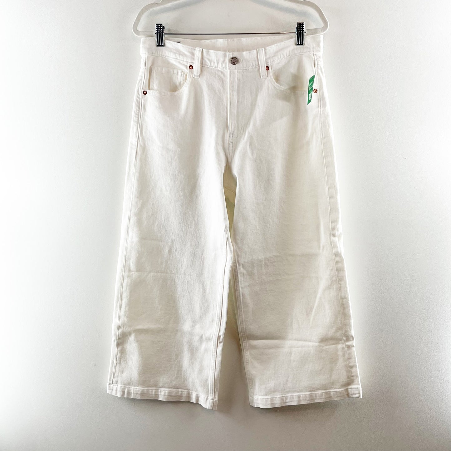 GAP High Rise Cropped Stride Ankle Wide Leg Jeans Optic White 12 Petite
