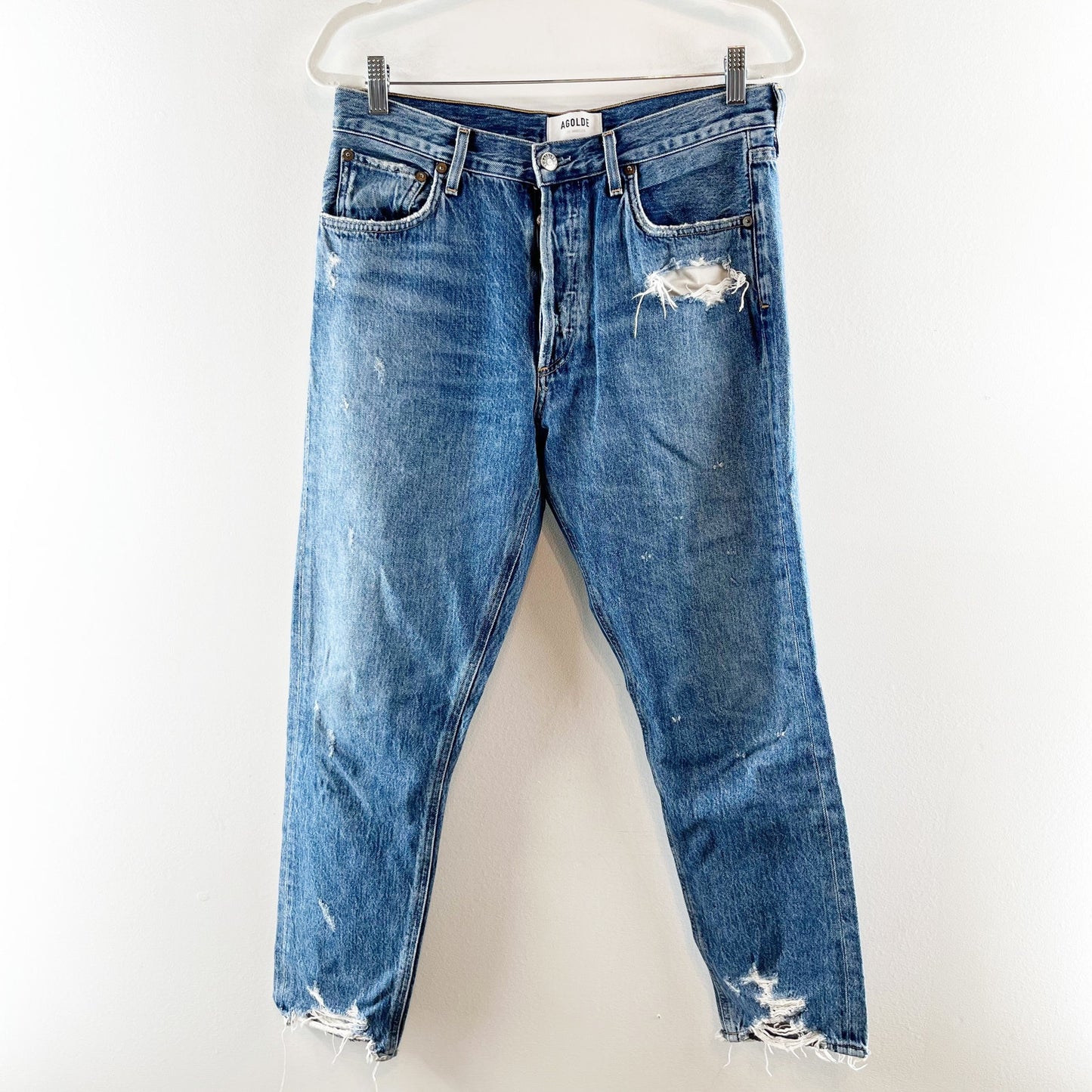AGOLDE Jamie High Rise Chewed Hem Ankle Slim Skinny Jeans Blue 29 / 8