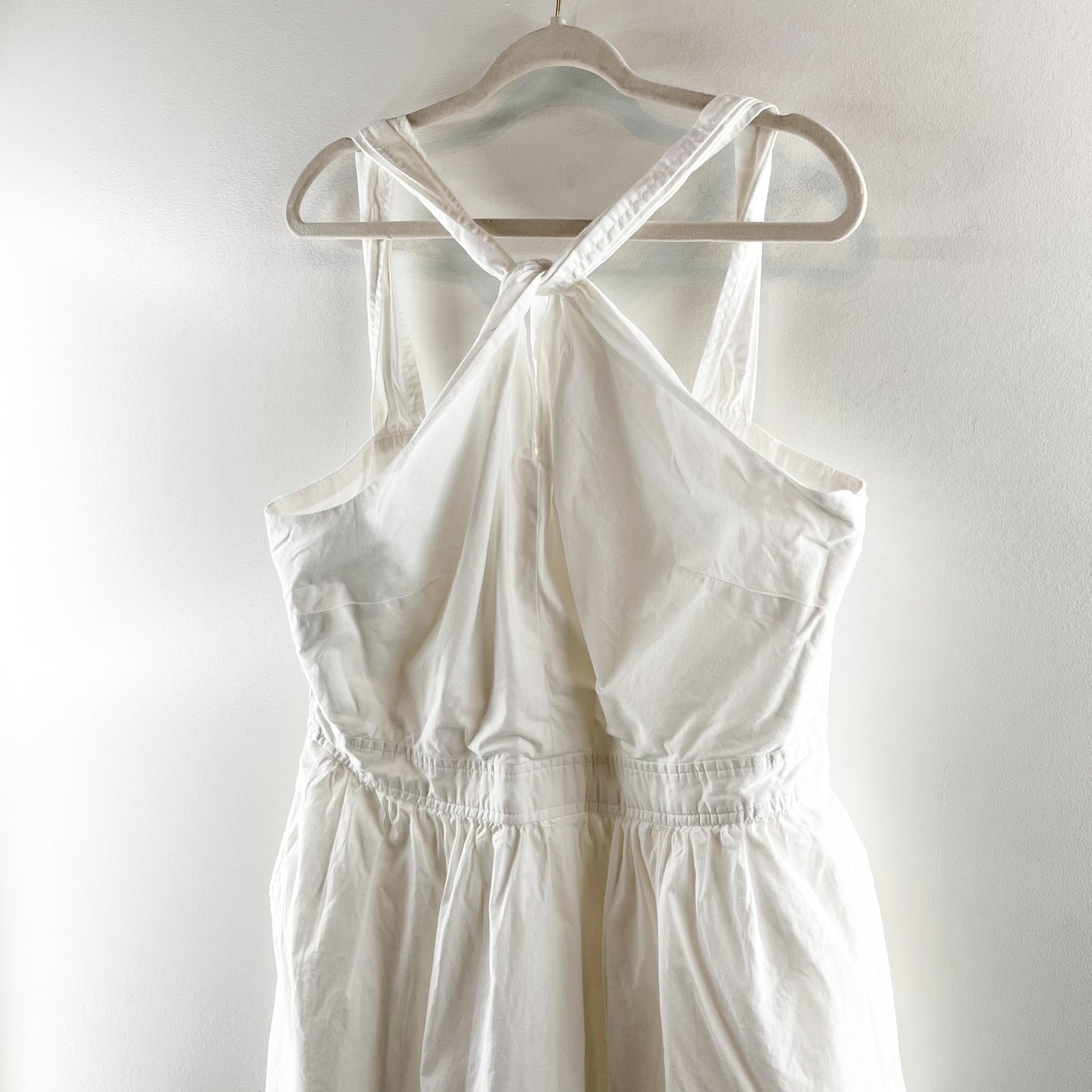 Free Assembly Cotton Sleeveless Halter Neck Fit & Flare Midi Dress White XL