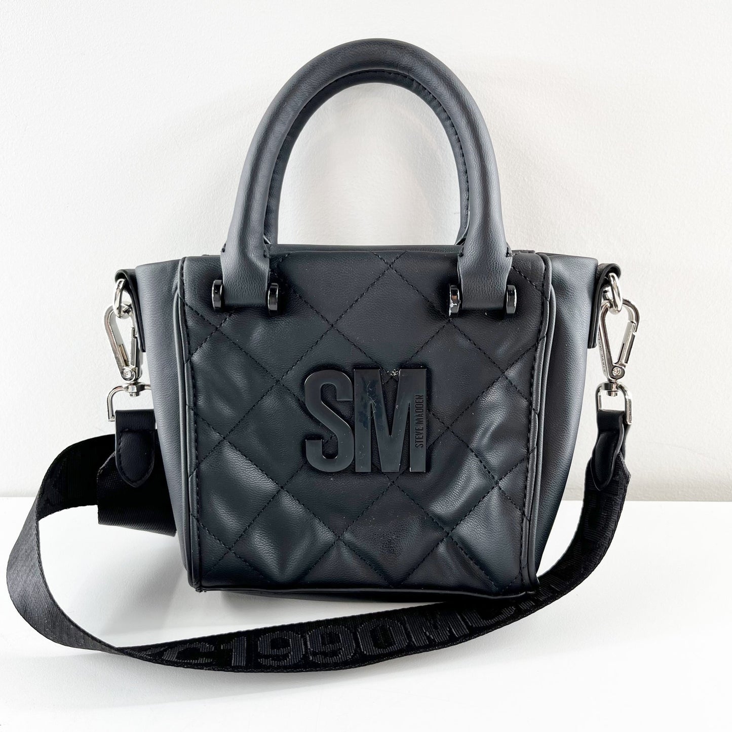 Steve Madden Quilted Mini Crossbody Purse Bag Black