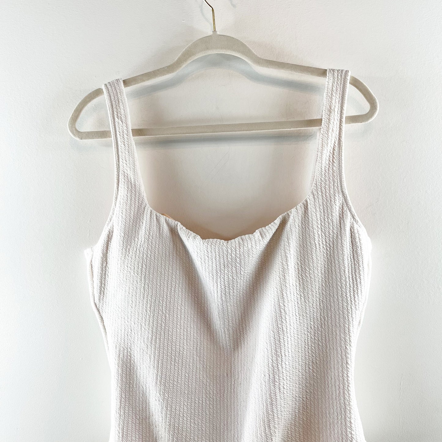 J. Crew Textured Square Neck One Piece Swimsuit White 14