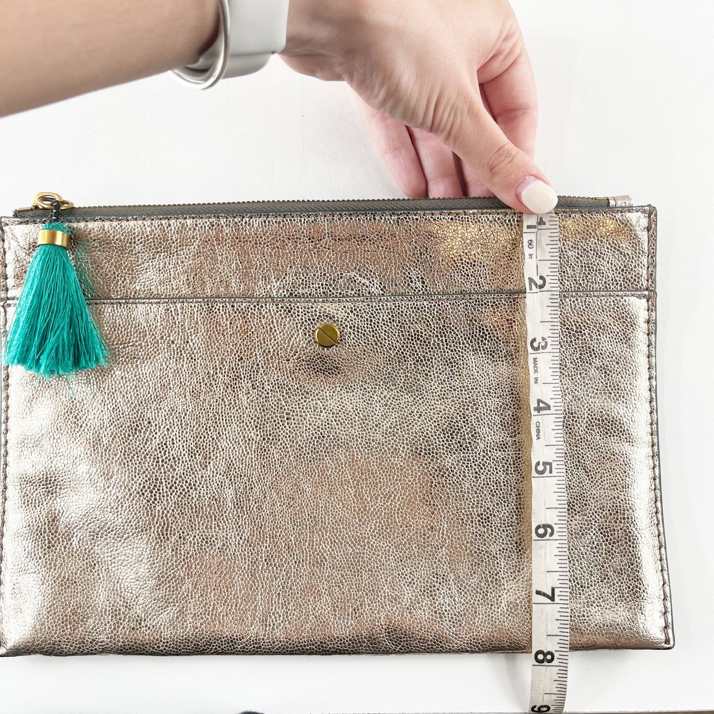 J. Crew Large Pouch Wallet in Italian Metallic Leather Gold