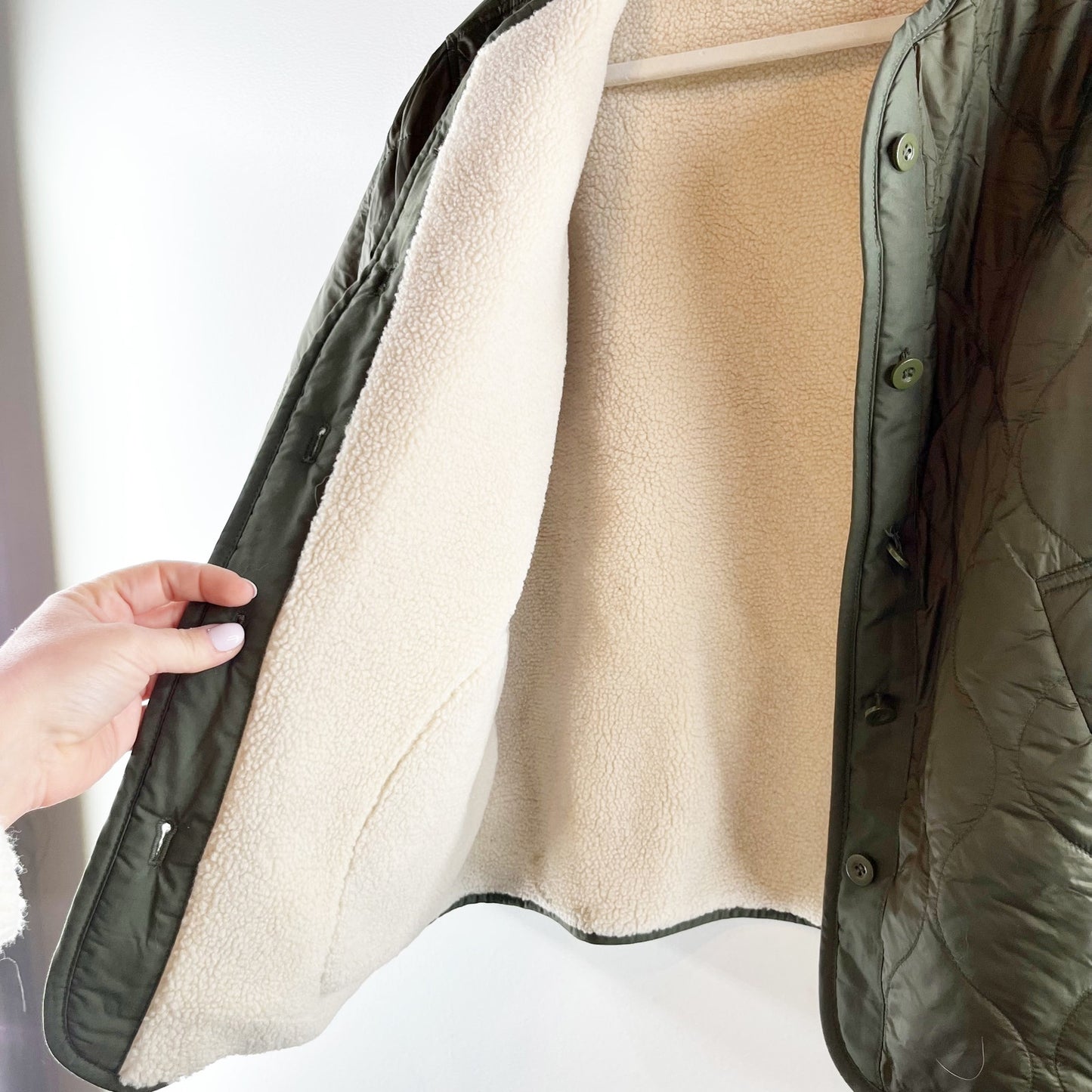 Velvet Graham and Spencer Quilted Marissa Reversible Sherpa Jacket Green Small