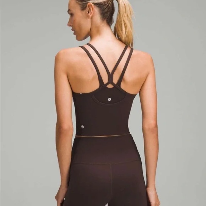 Lululemon Wunder Train High-Neck Cross-Back Tank Top Espresso Brown Small