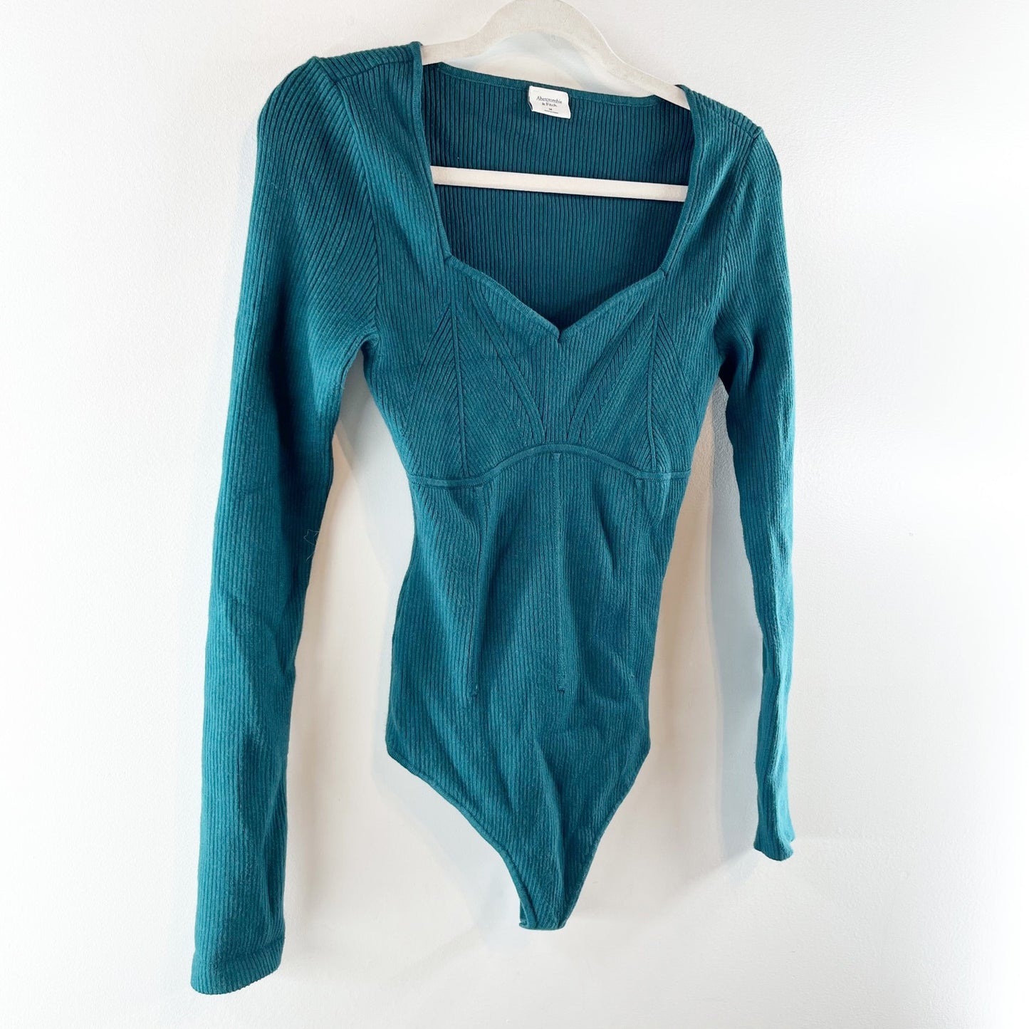 Abercrombie Long Sleeve Sweetheart Neckline Sweater Bodysuit Green Medium