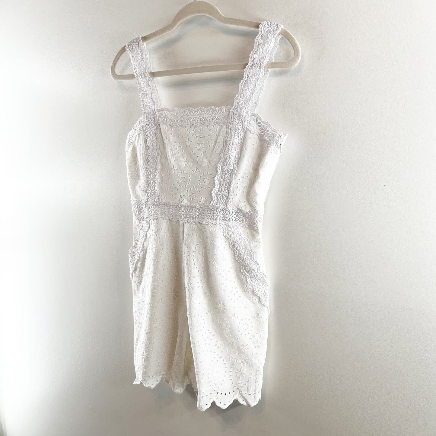 Charo Ruiz Ibiza Zuma Crocheted Lace Cotton Blend Jumpsuit Romper White Small