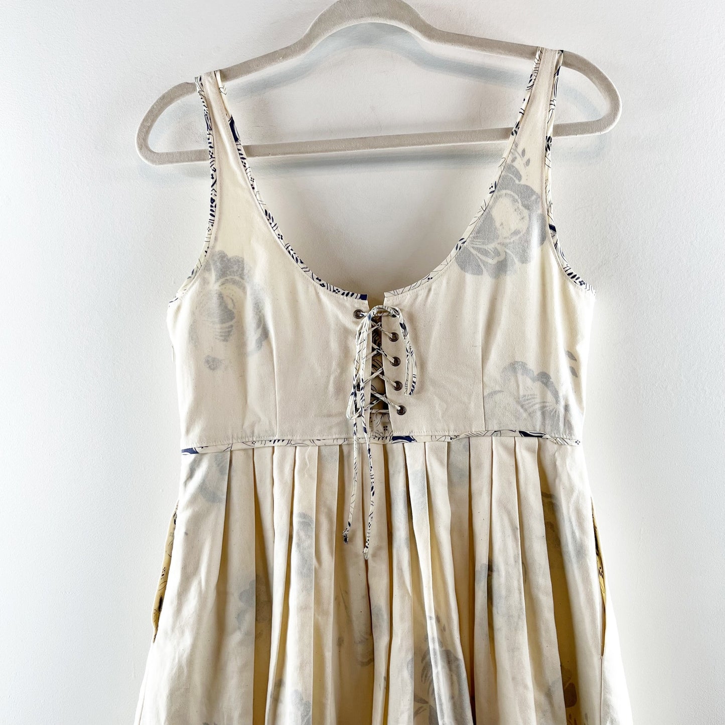 Anthropologie Moulinette Soeurs Floral Cotton Fit and Flare Mini Dress Cream 8