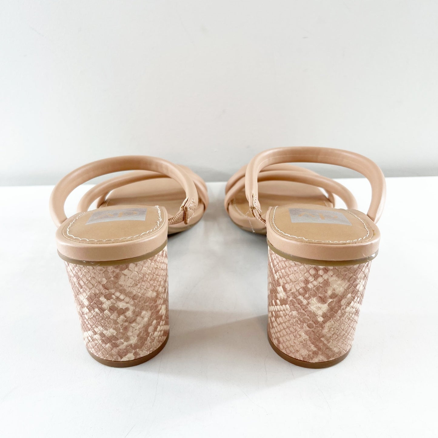 Dolce Vita Strappy Square Toe Myla Block Heel Sandals Tan Beige 9.5