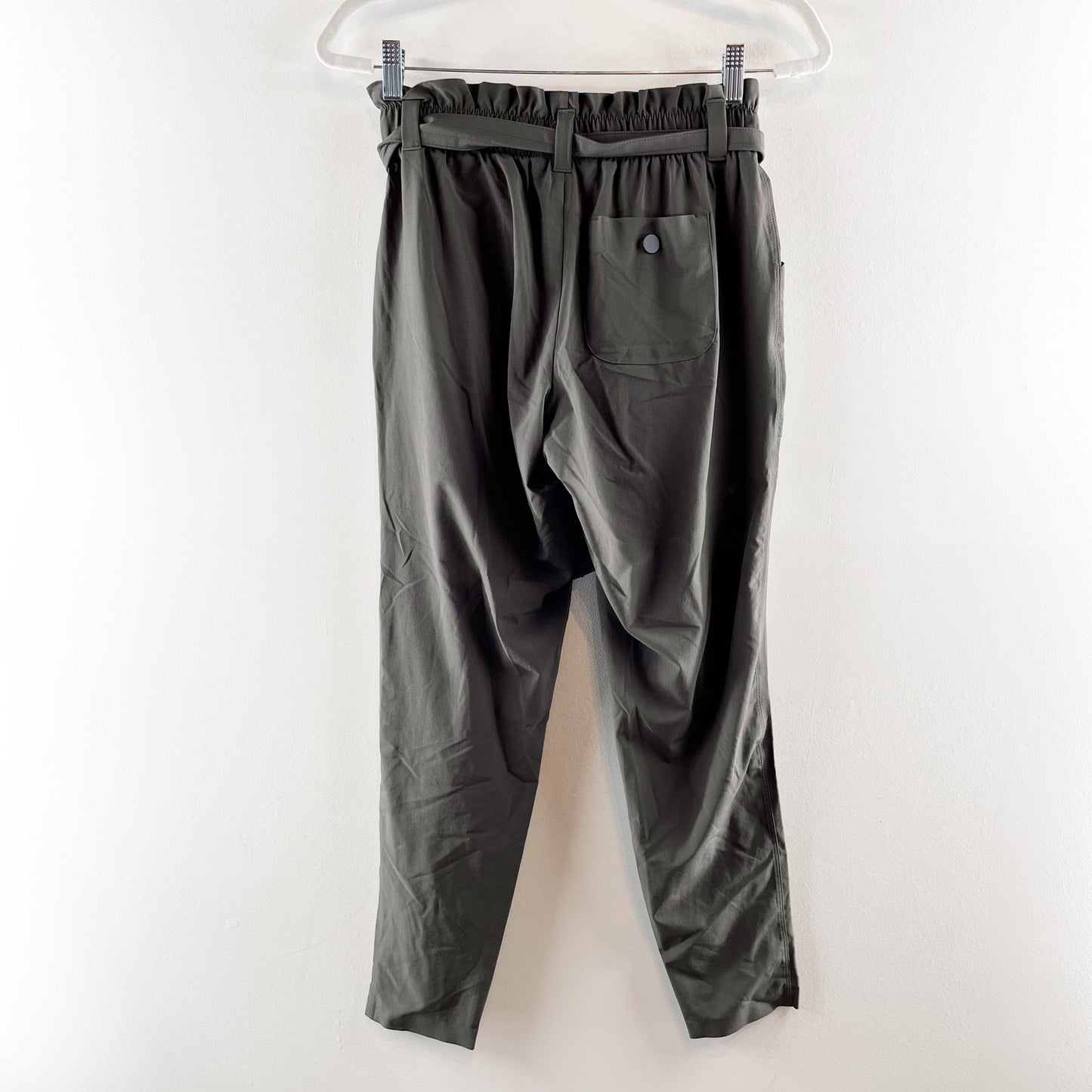 Athleta Skyline Paperbag High Rise Ankle Slim Straight Pants Olive Green 0