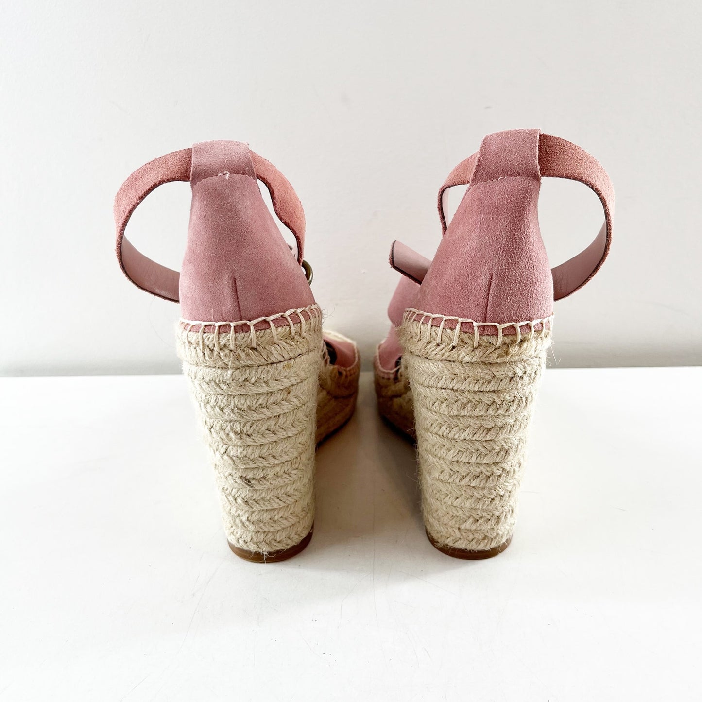 Treasure & Bond Sannibel Espadrille Wedge Sandals Suede Leather Pink 8