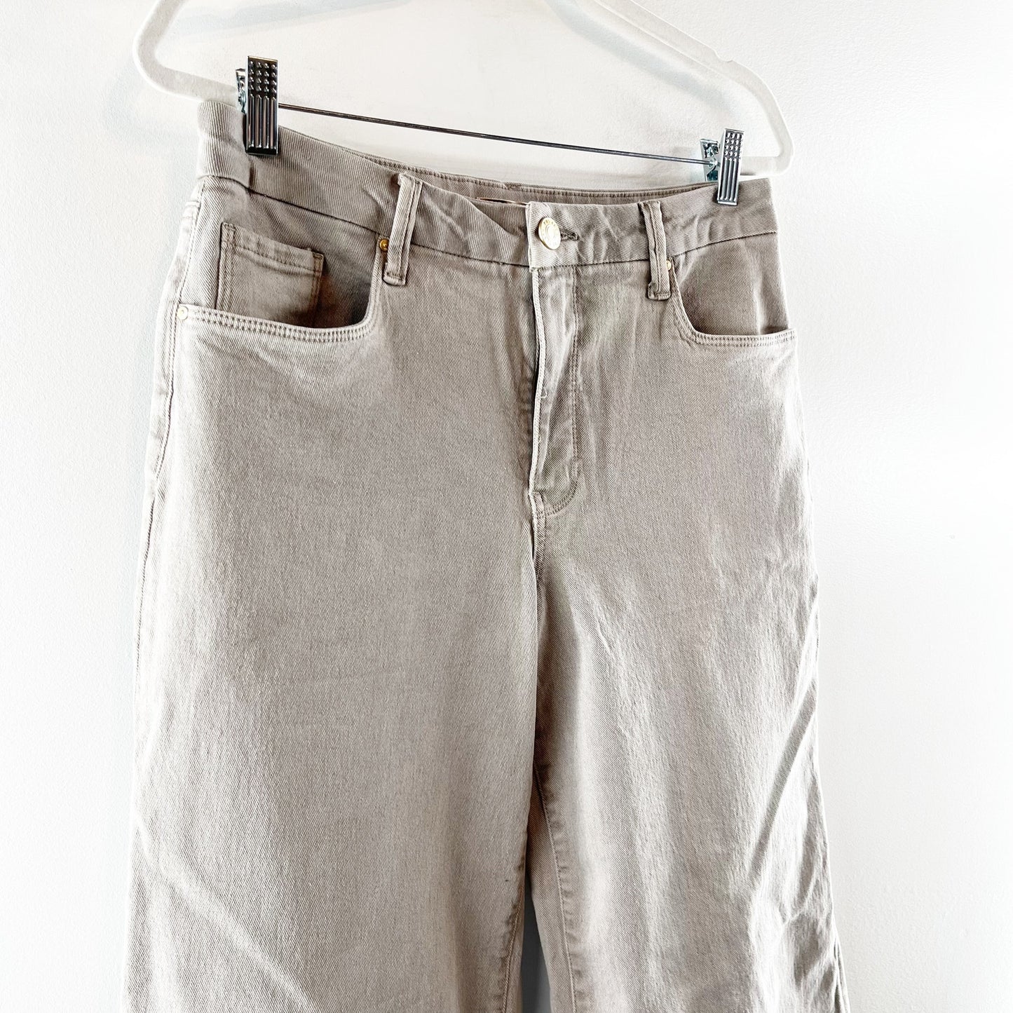 Kut From The Kloth High Rise Meg Wide Leg Fab Ab Jeans Coffee Cream Gray 8