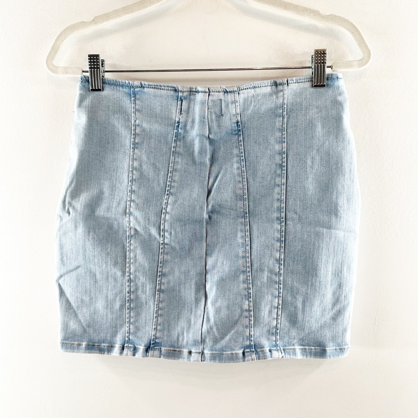Free People Layla High Waisted Slim Fit Denim Mini Skirt Light Blue 6