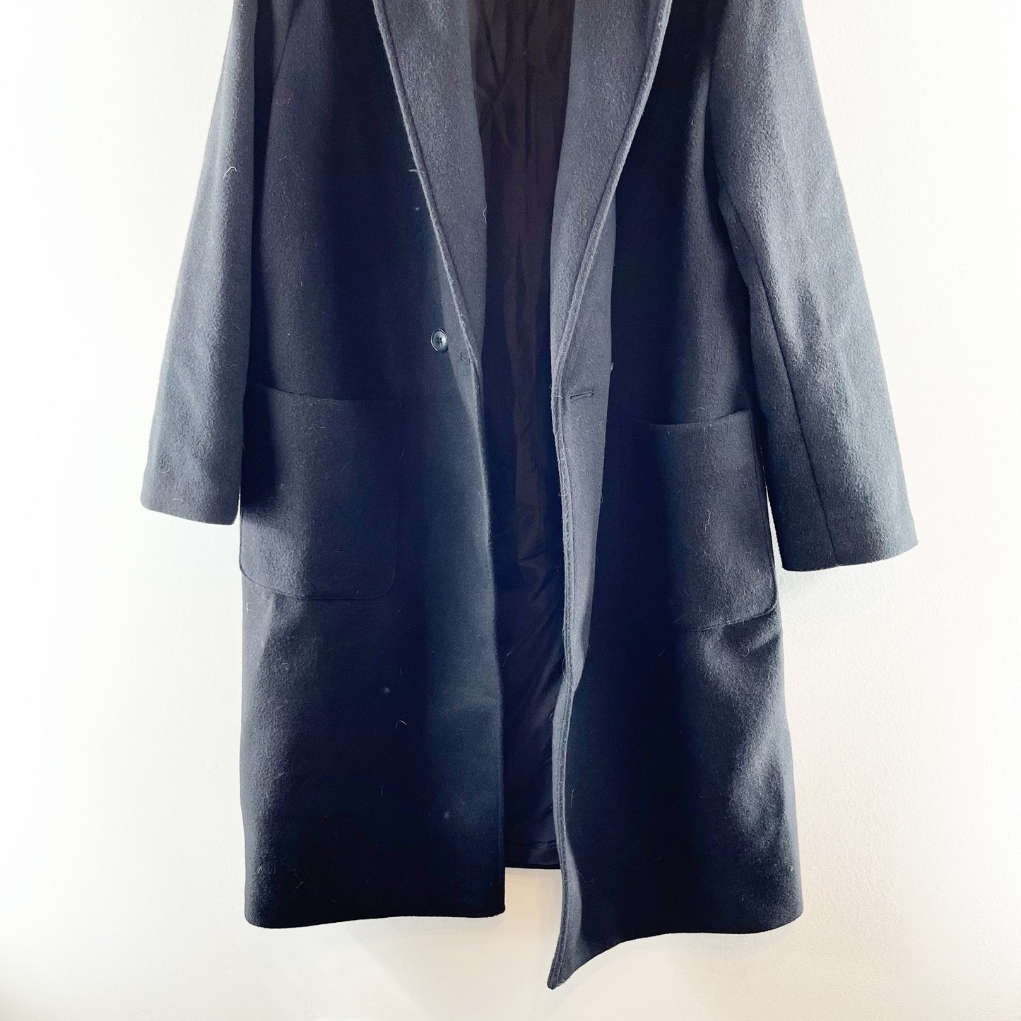 LOFT Modern Long Sleeve Doubleface Peacoat Trench Jacket Black Large Petite