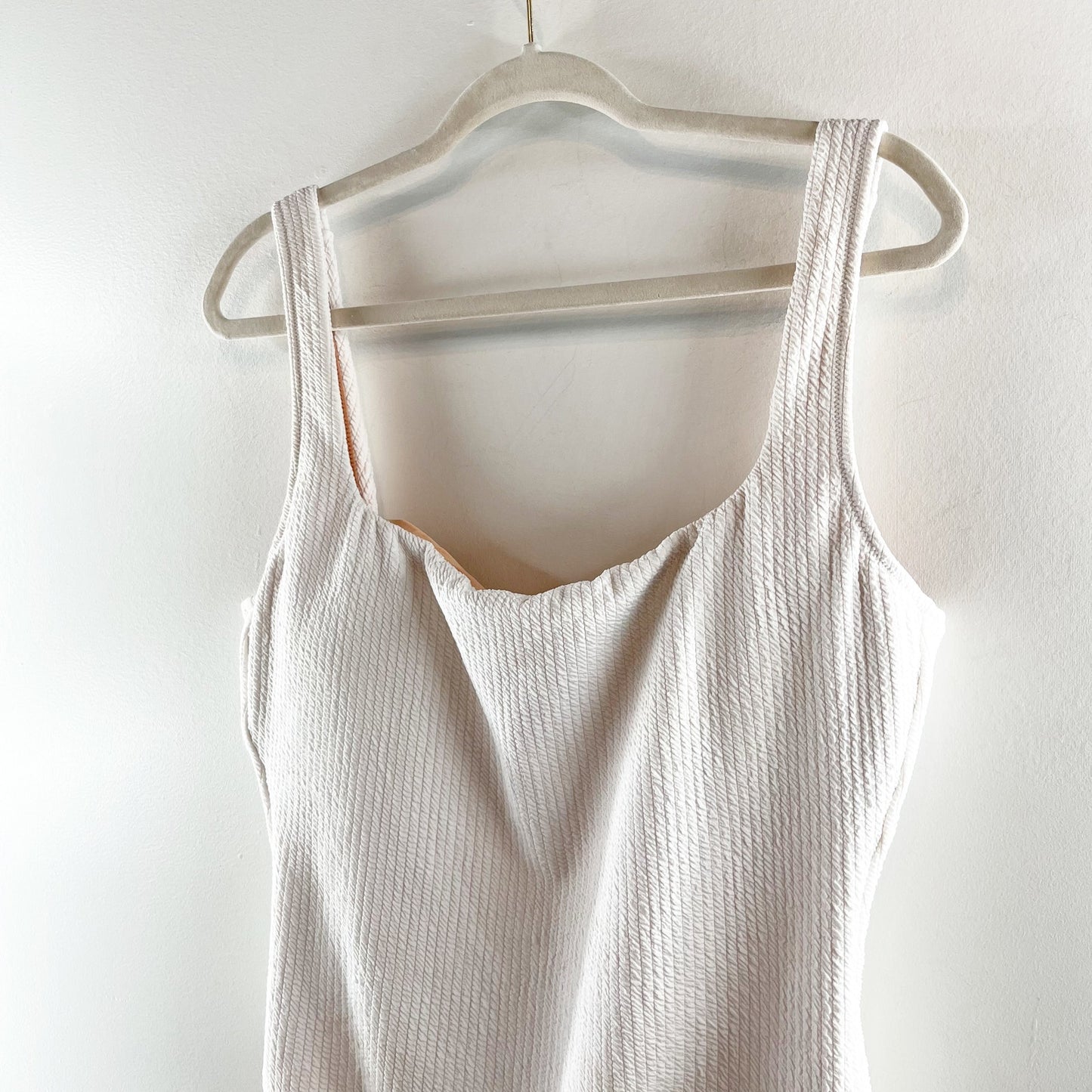 J. Crew Textured Square Neck One Piece Swimsuit White 14