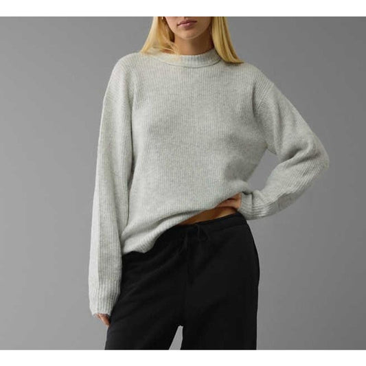 American Eagle Crewneck Ribbed Soft Long Sleeve Sweater Gray Small