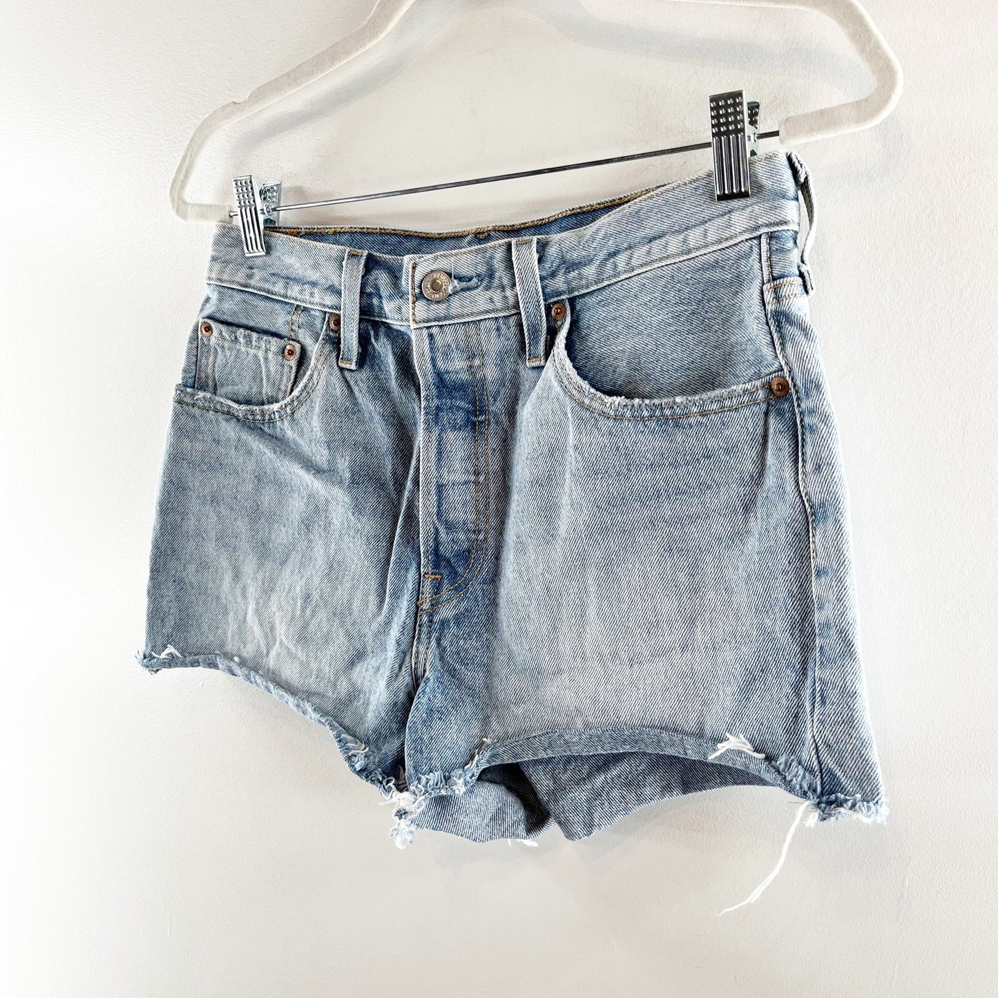 Levi's High Rise 501 Original Button Fly Jean Cutoff Shorts Blue 28 / 6