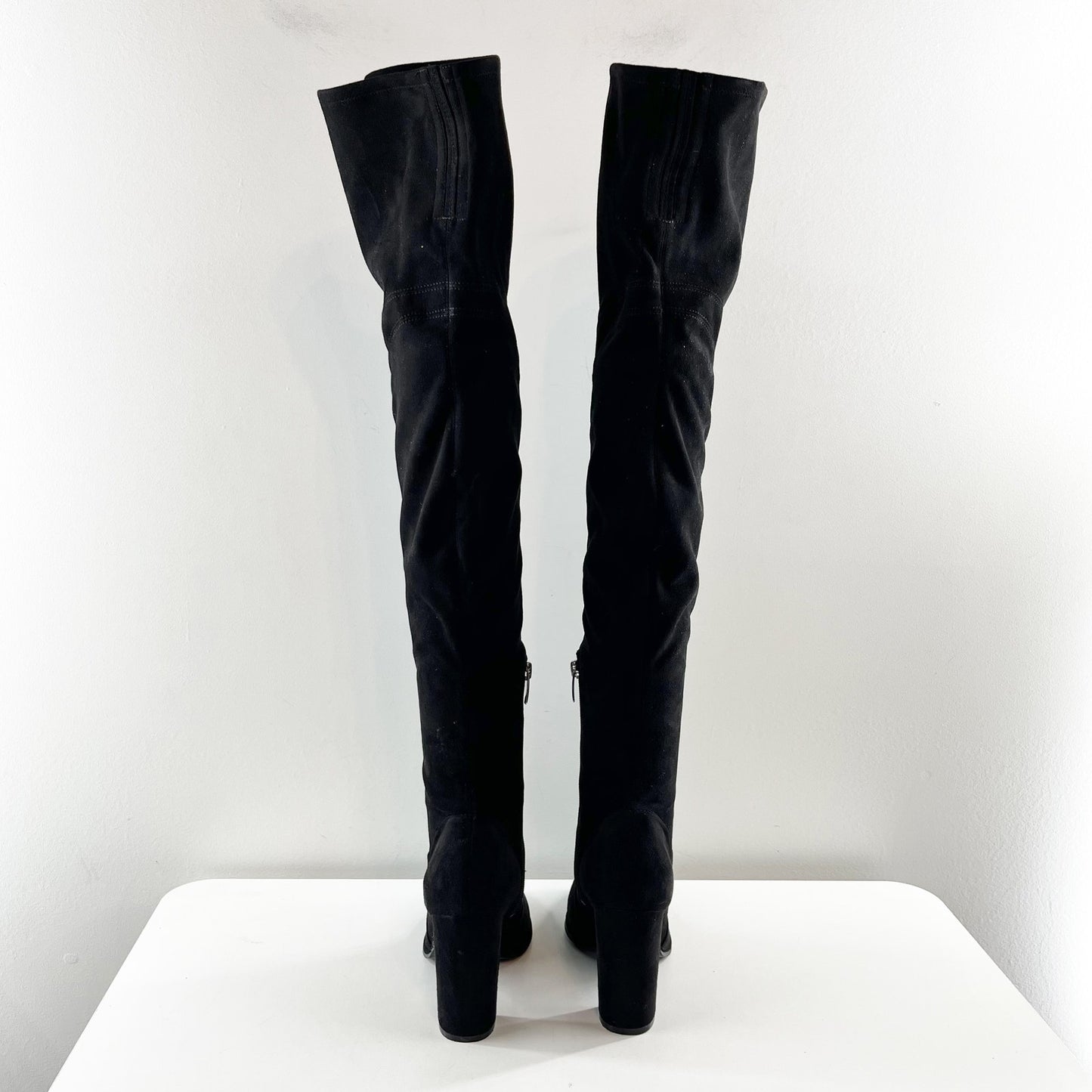 Marc Fisher Over The Knee Suede OTK Block Heel Boots Black 7.5