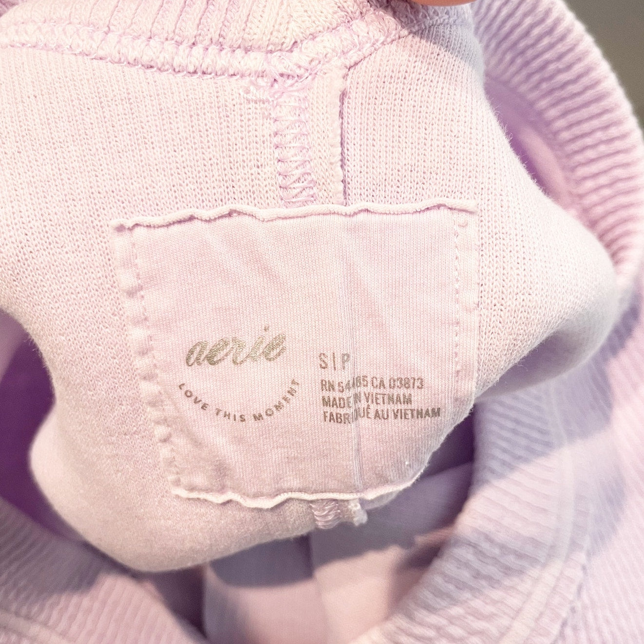 Aerie Wonder Textured Waffle V Neck Oversized Sweatshirt Purple Small