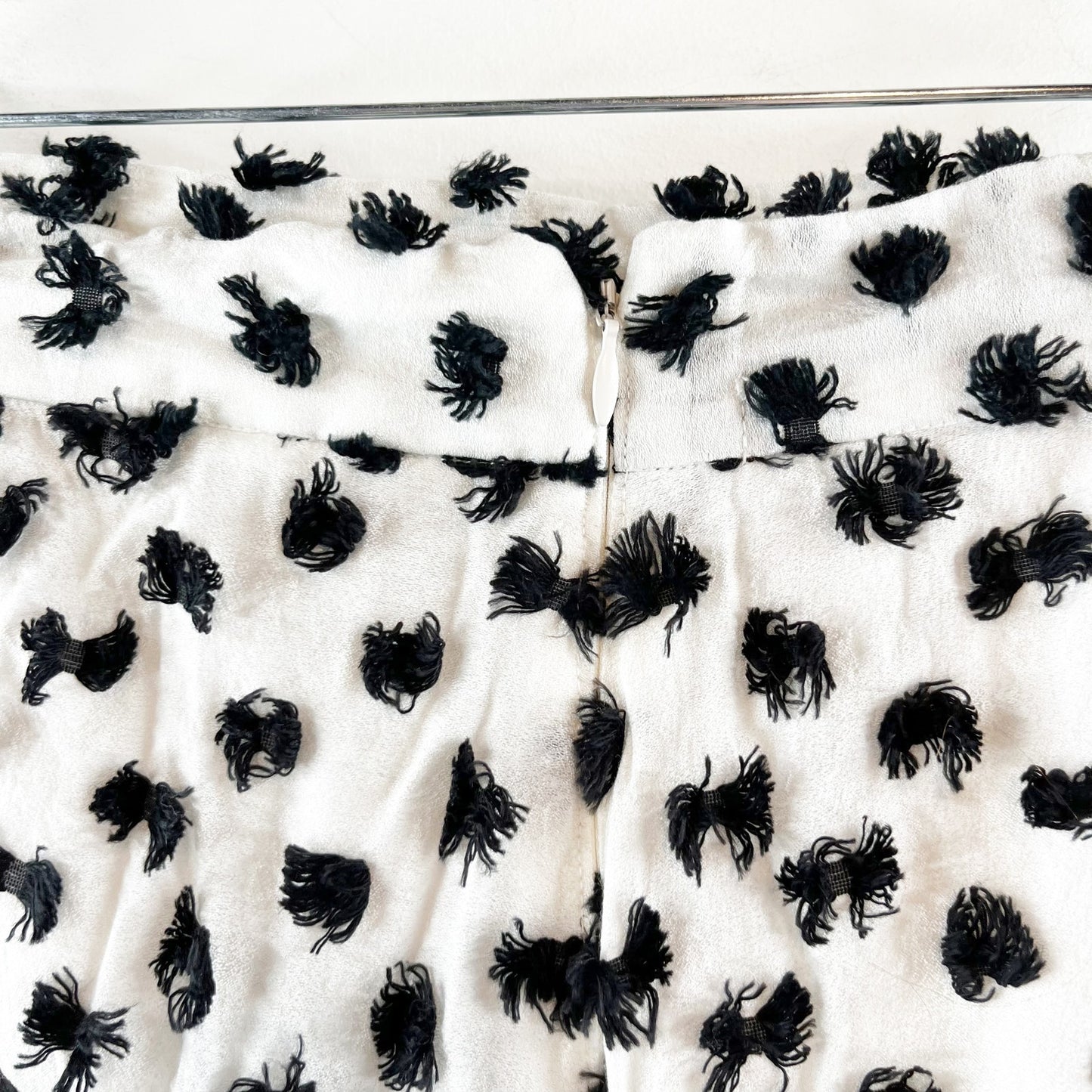 Anthropologie Eva Franco Mod Bow Embroidered Textured Midi Skirt White Black 4
