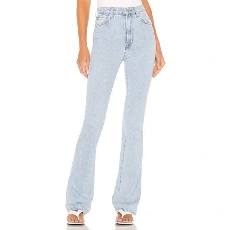 J. Crew High Rise Runway Bootcut Raw Hem Jeans in Gigi Raze Blue 25