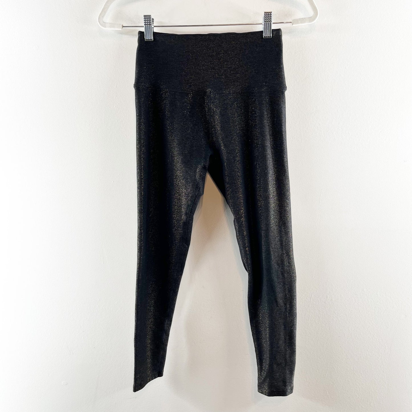 Beyond Yoga Softshine High Waisted Midi Foil Glitter Leggings Gray Medium