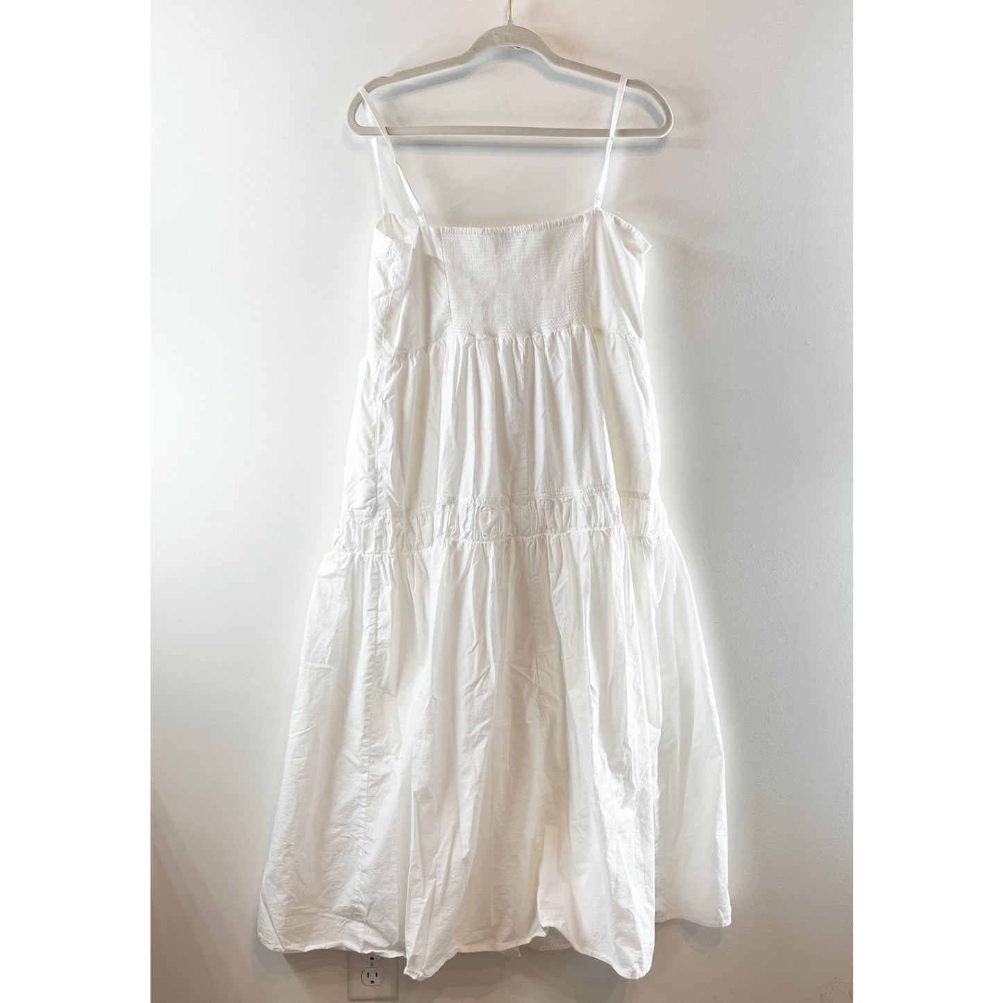 Quince 100% Organic Cotton Poplin Spaghetti Strap Maxi Dress White Large