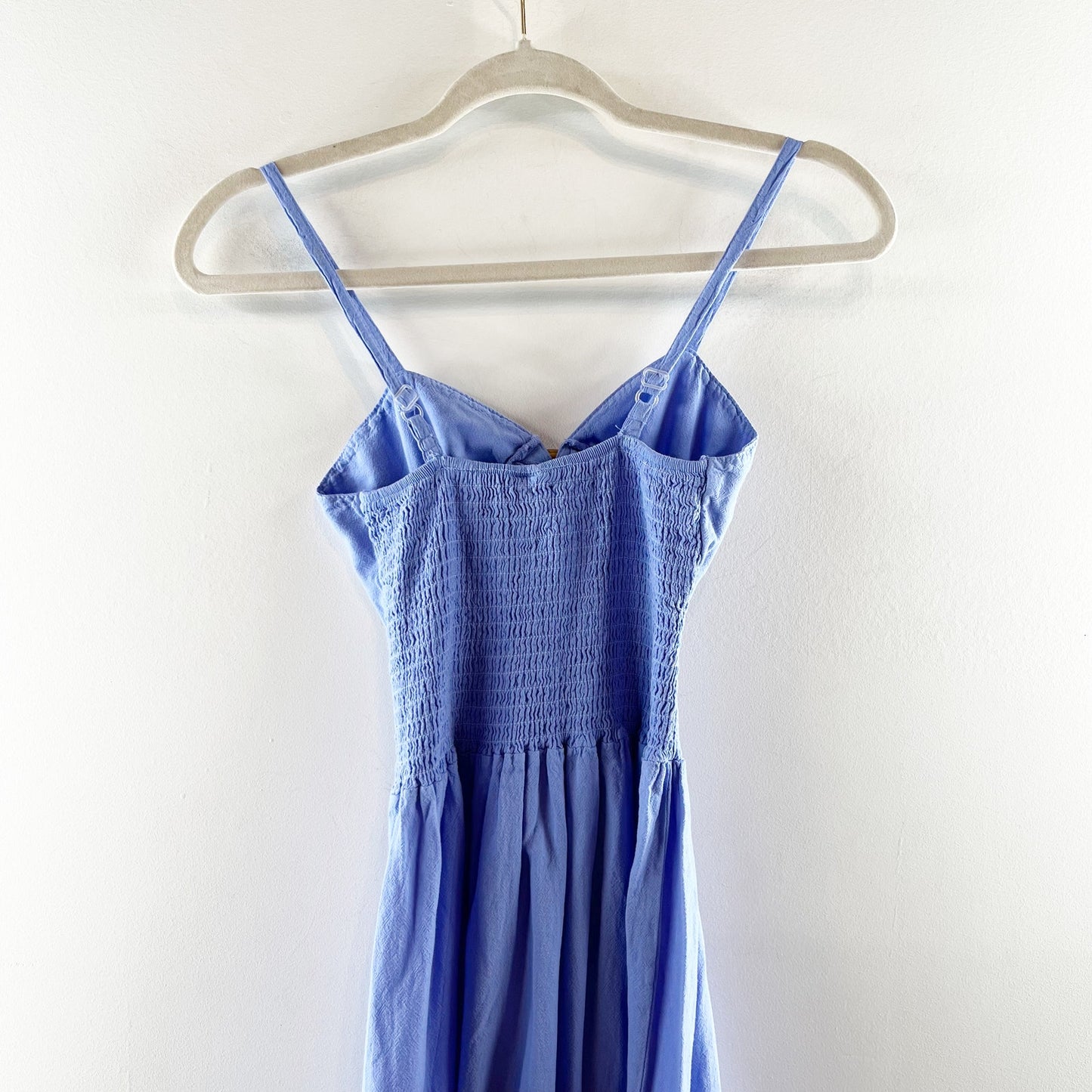Blanco by Nature Nora Smocked Waist Tiered Cutout Maxi Dress Azure Blue Medium
