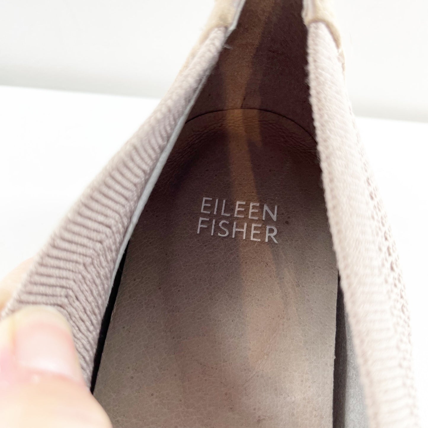 Eileen Fisher Naomi Recycled Stretch Knit Ballet Flats Taupe Beige Tan 9.5