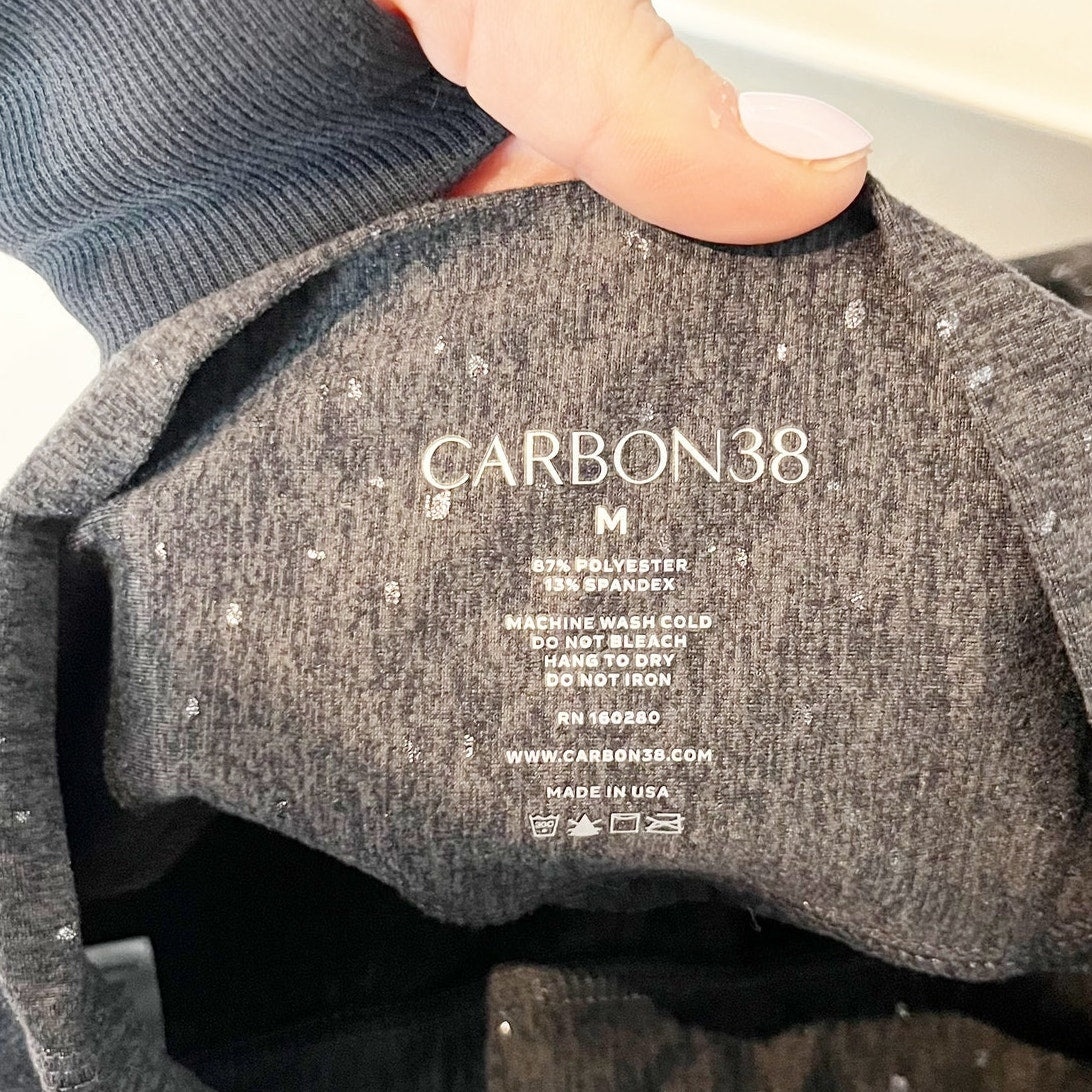 Carbon38 High Rise Foil Leggings in Melt Heather Gray Medium