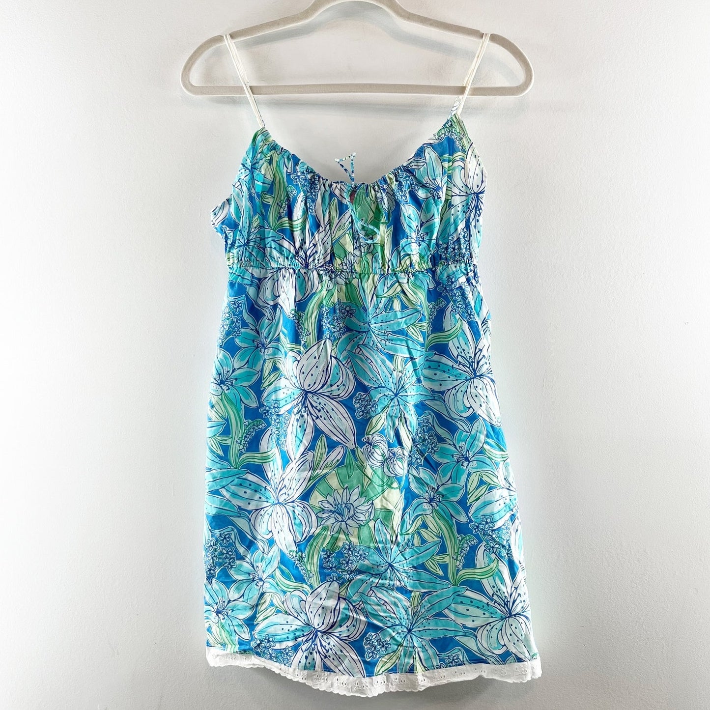 Lilly Pulitzer Tie Front Mini Slip Dress Pick of The Bunch Blue Large