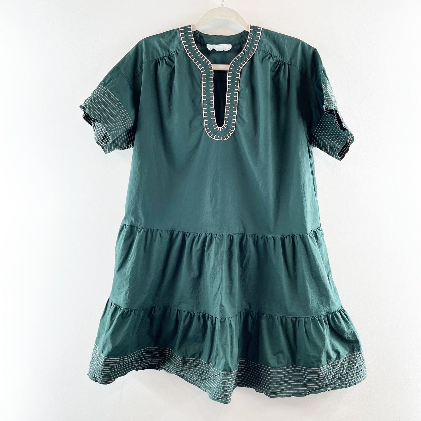 Tuckernuck Pomander Place Short Sleeve Kinsley Babydoll Mini Dress Evergreen S