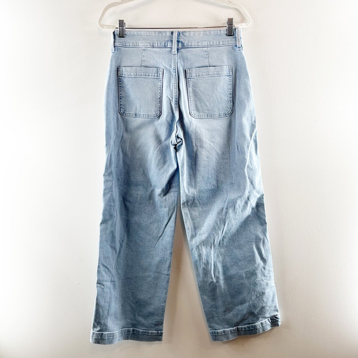 Old Navy Extra High-Rise Patch Pocket Denim Sky-Hi Wide Leg Jeans Blue 6